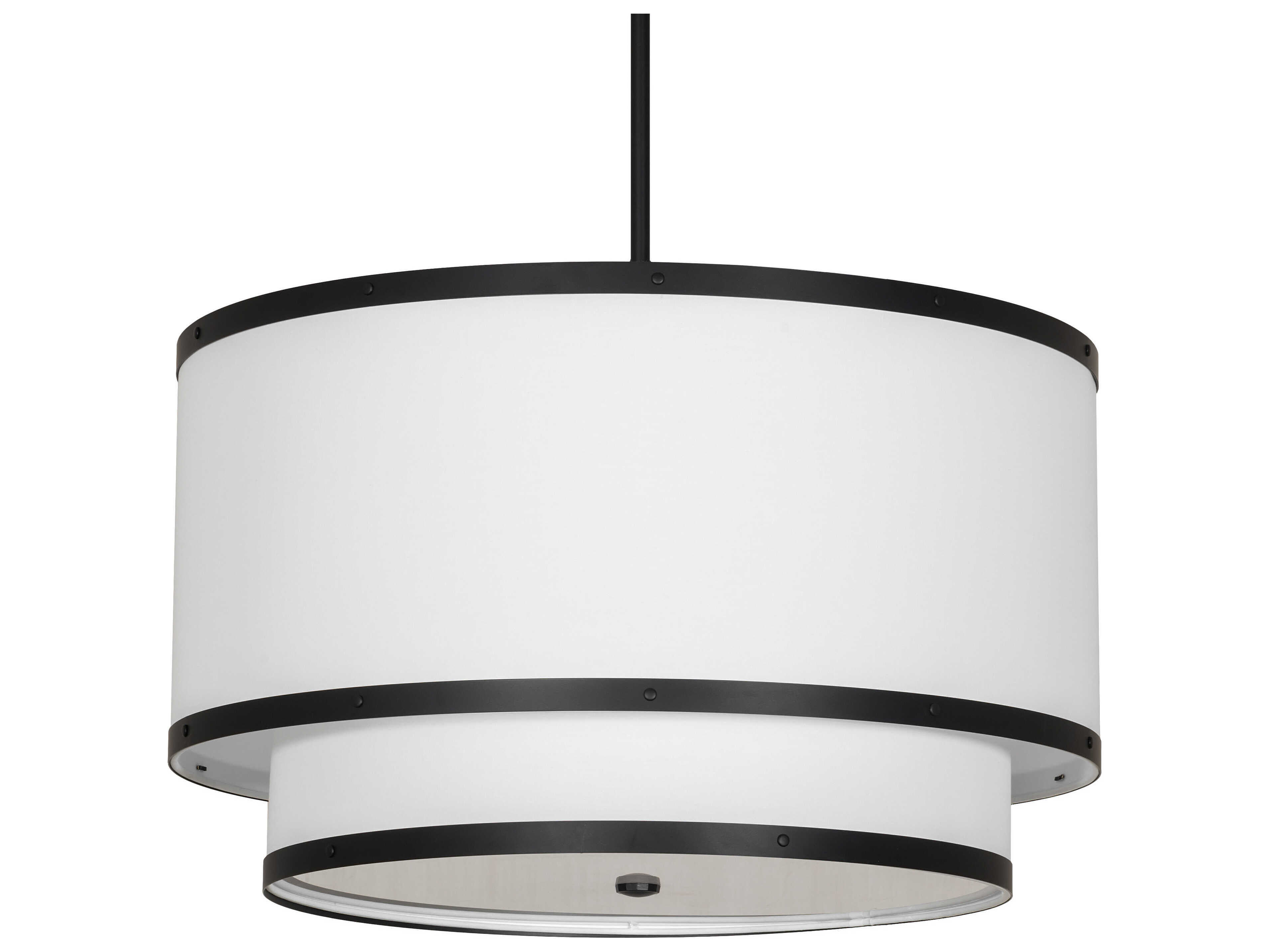 Meyda Cilindro 3-Light Solar Black White Drum Pendant