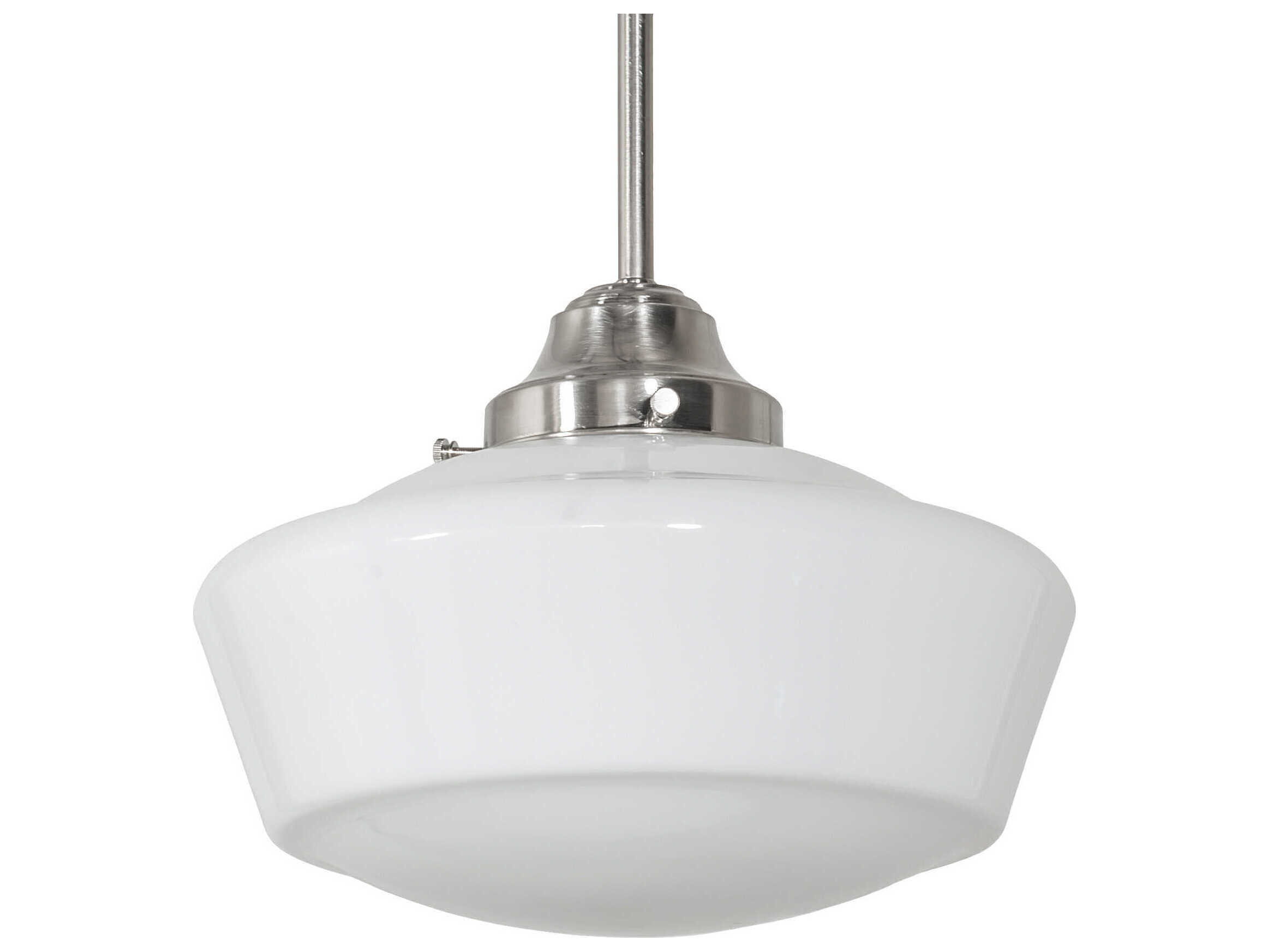 Meyda Revival Schoolhouse 1-Light Brushed Nickel Glass Mini Pendant