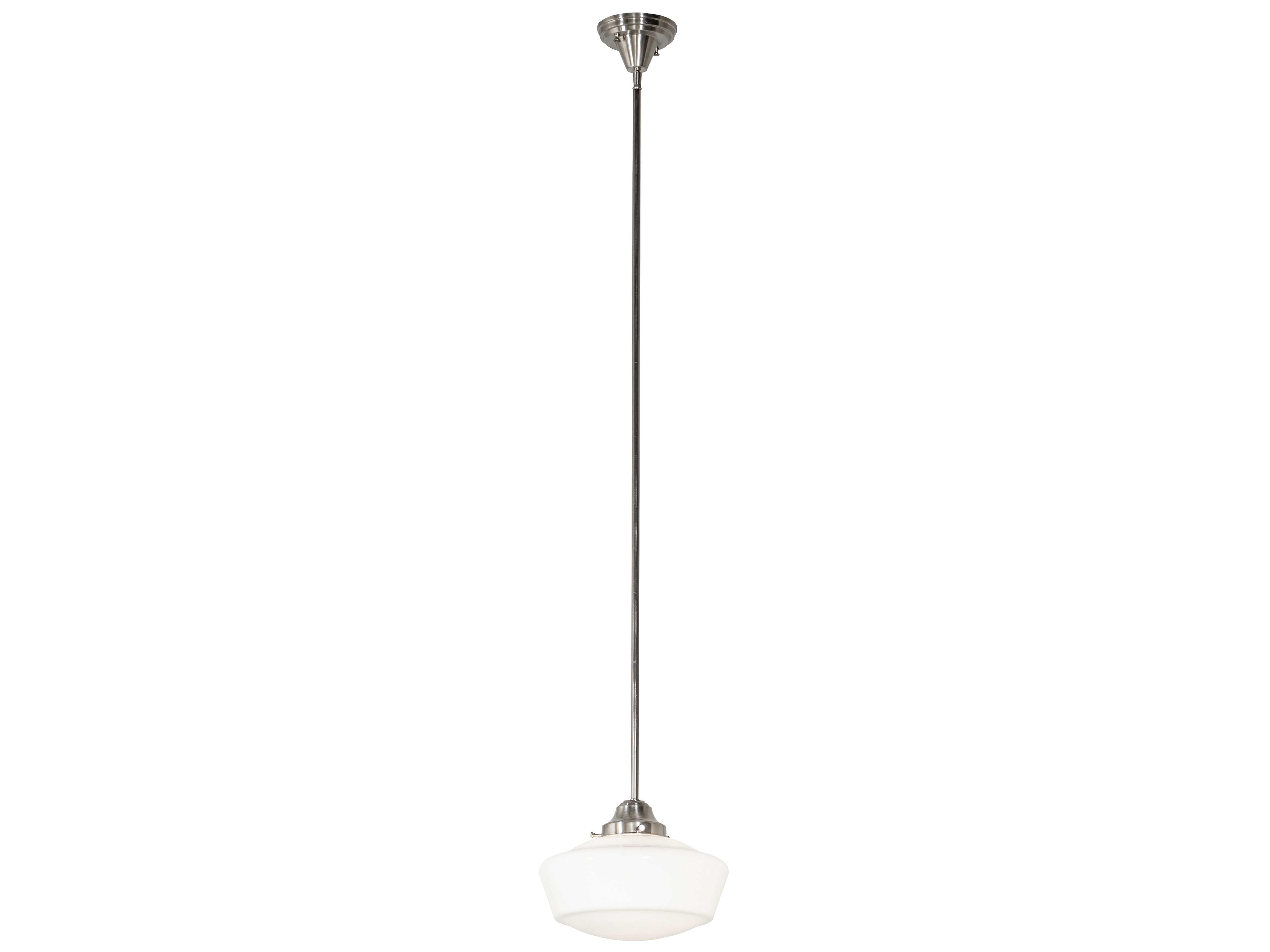Meyda Revival Schoolhouse 1-Light Brushed Nickel Glass Mini Pendant