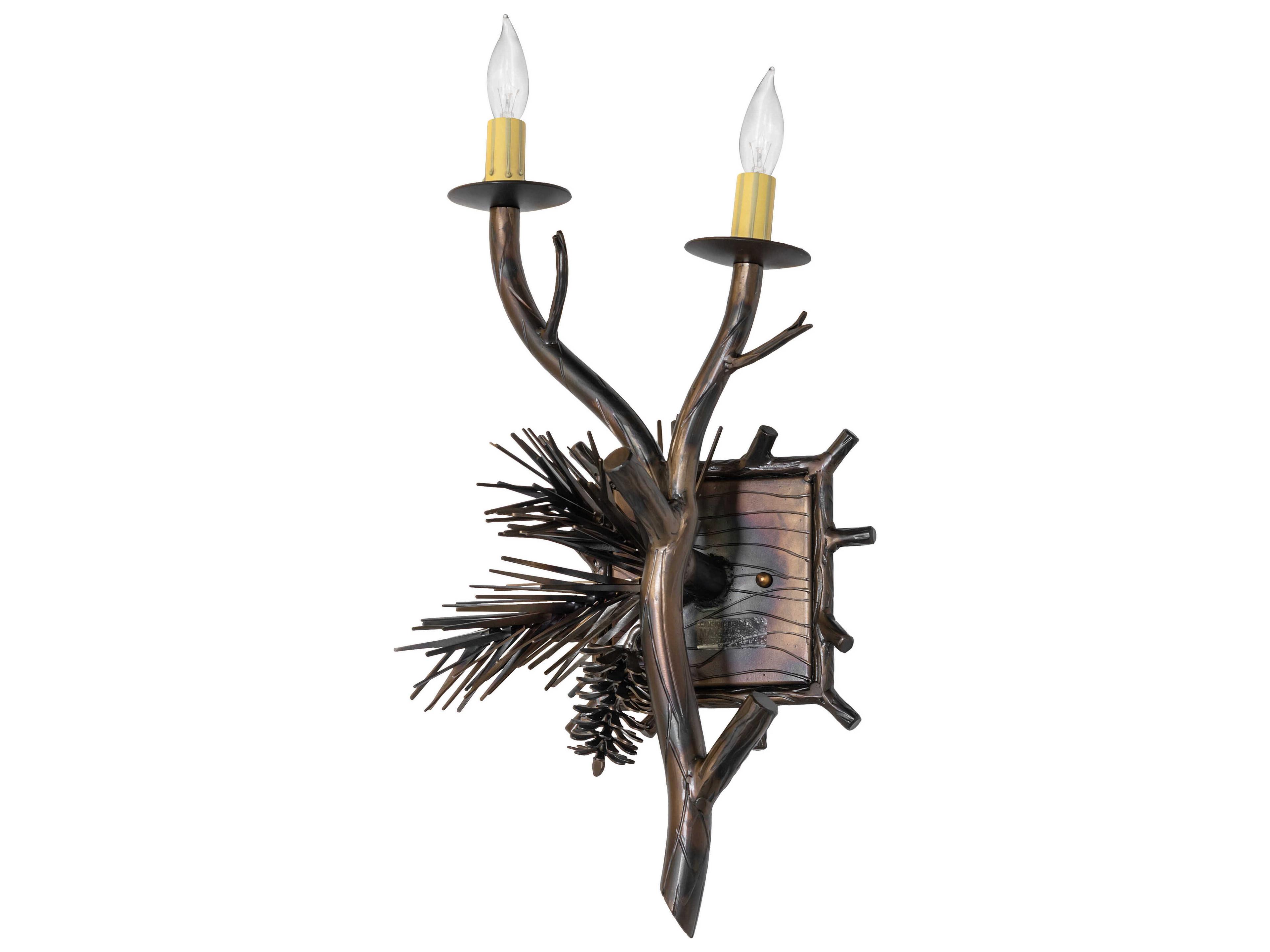 Meyda Lone Pine 2-Light Light Burnished Antique Copper Wall Sconce