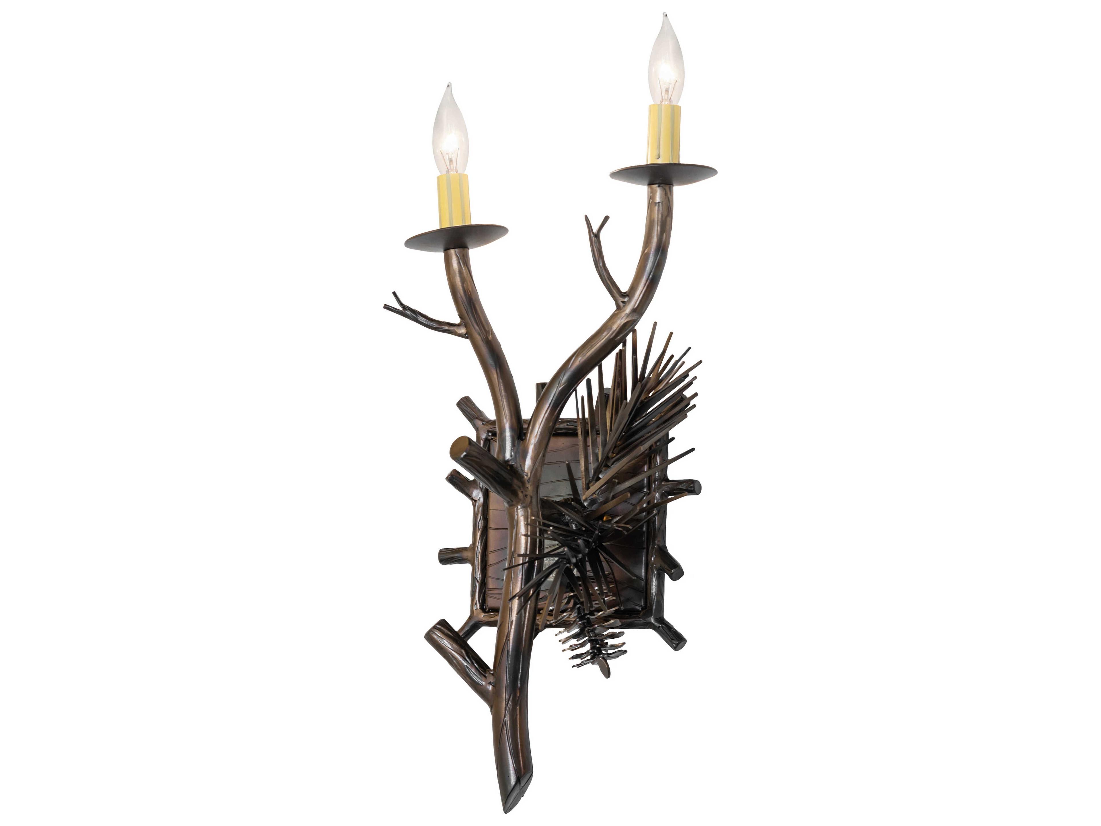 Meyda Lone Pine 2-Light Light Burnished Antique Copper Wall Sconce