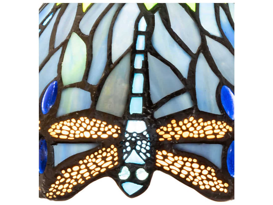 Meyda Tiffany Hanginghead Dragonfly 1-Light Mahogany Bronze Glass Bell Mini Pendant