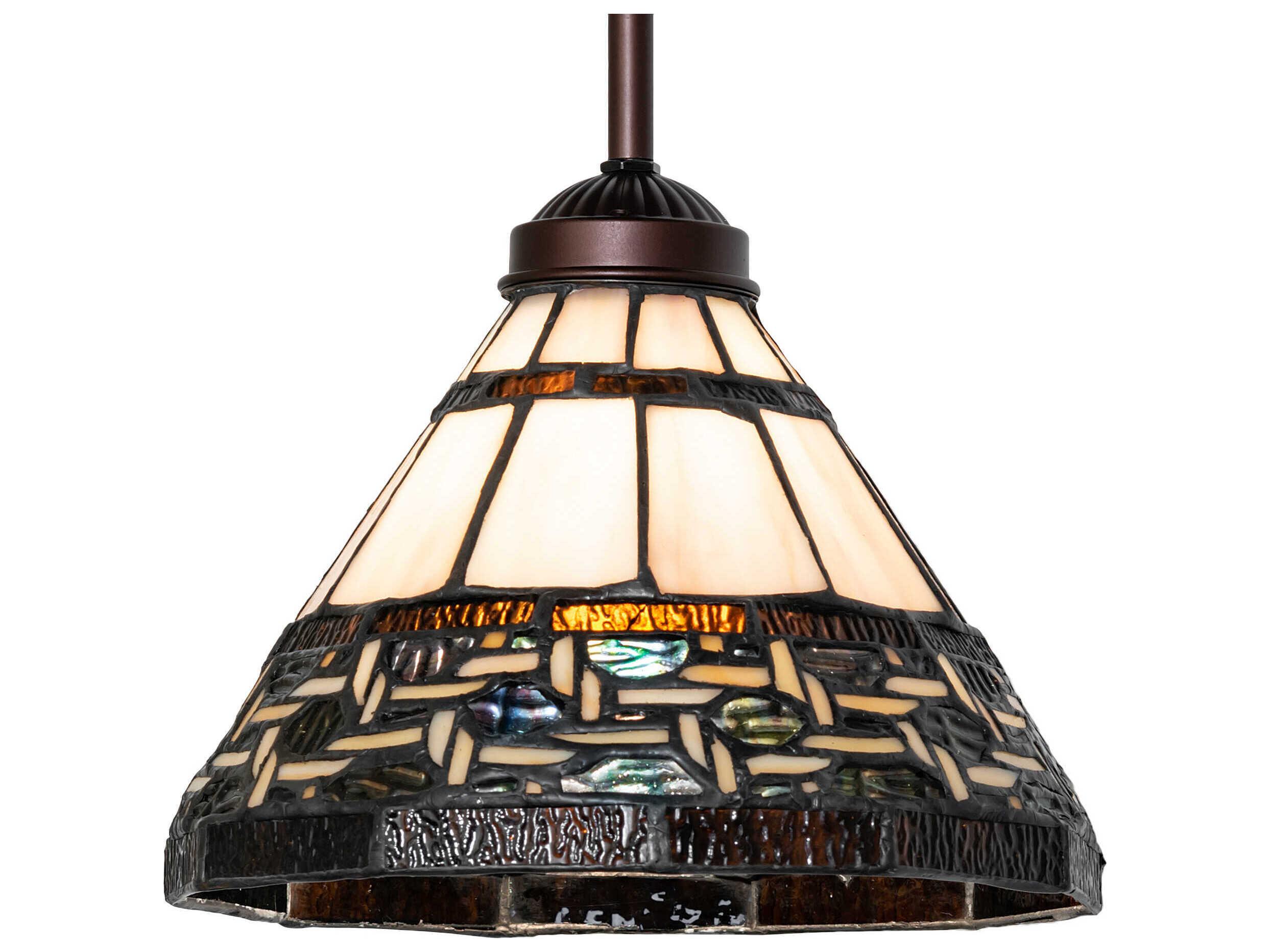Meyda Ilona 1-Light Mahogany Bronze Glass Tiffany Mini Pendant