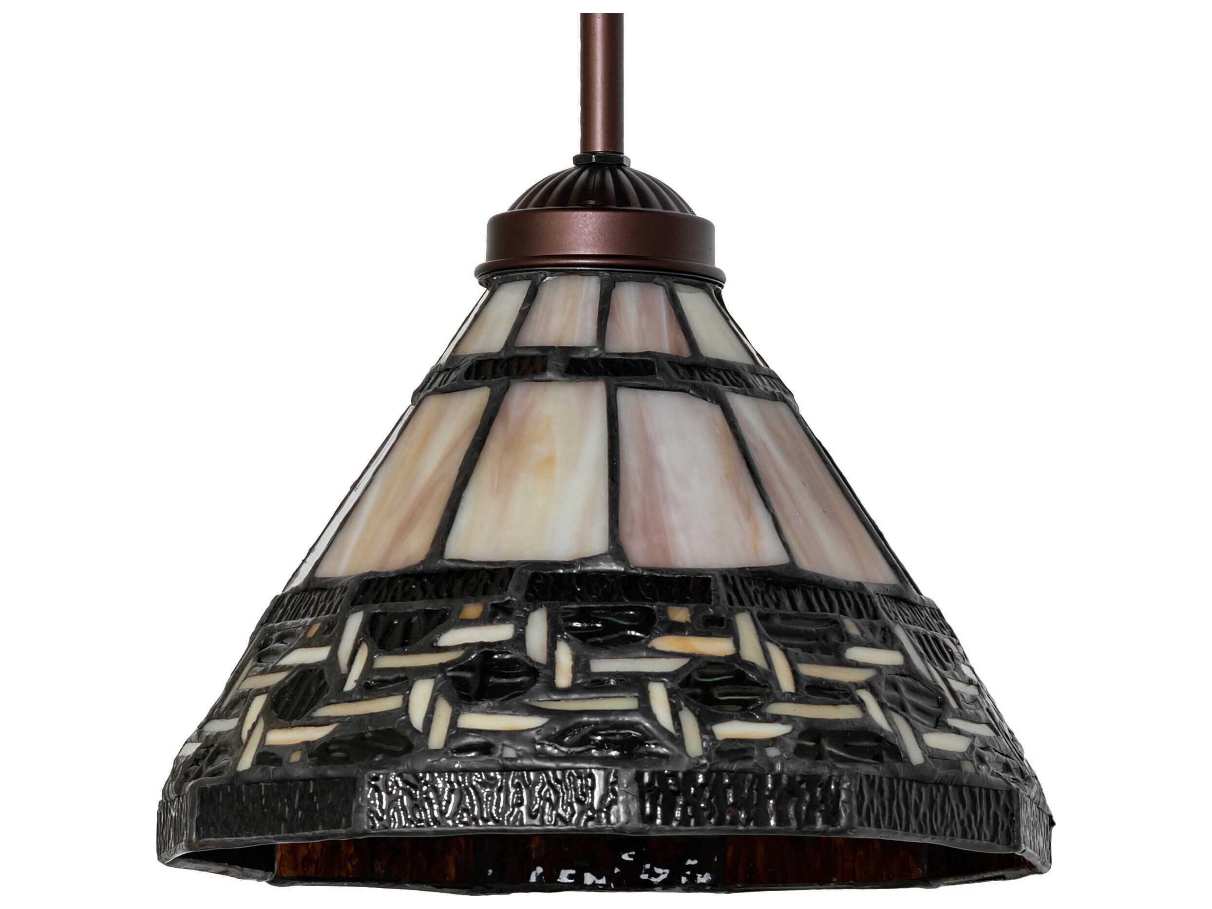 Meyda Ilona 1-Light Mahogany Bronze Glass Tiffany Mini Pendant