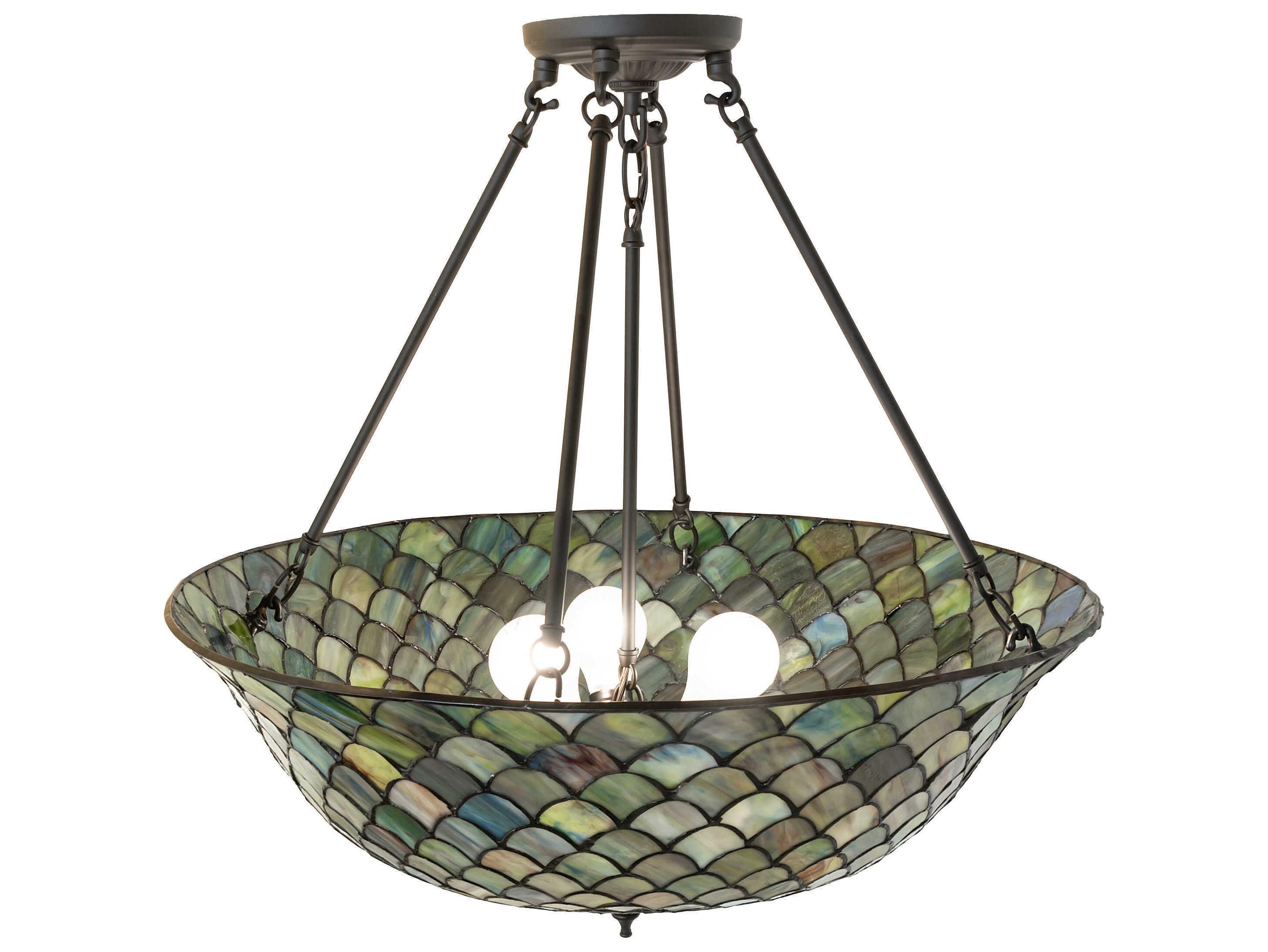 Meyda Tiffany Fishscale 3-Light Oil Rubbed Bronze Bowl Semi Flush Mount
