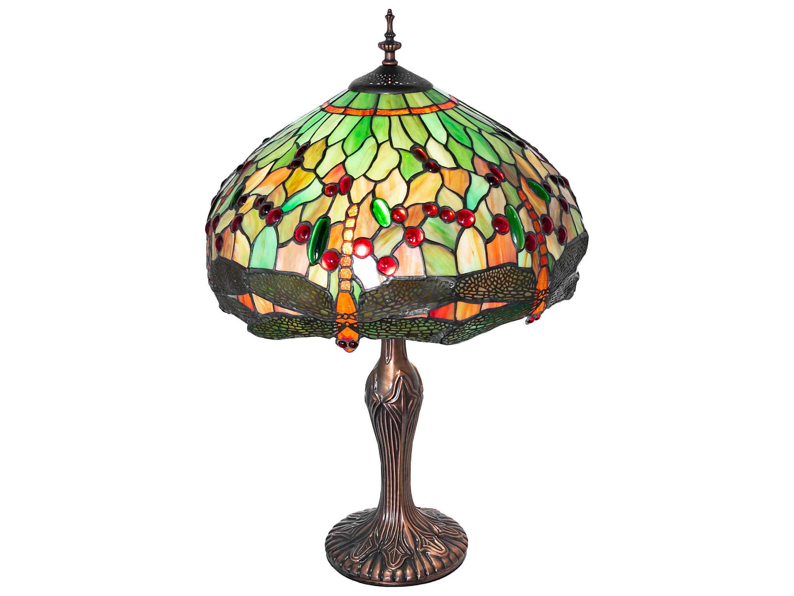 Meyda Tiffany Hanginghead Dragonfly Mahogany Bronze Table Lamp