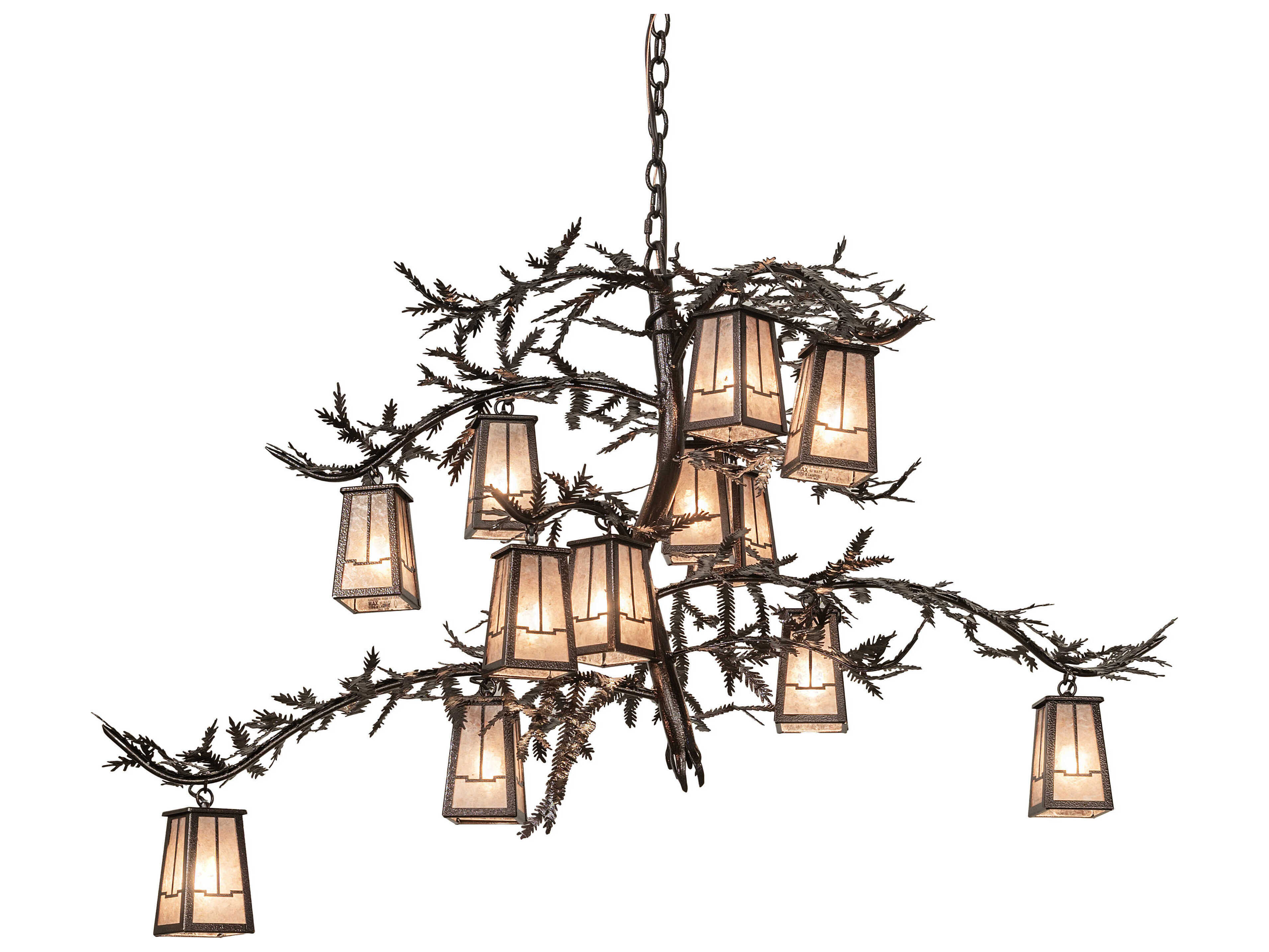 Meyda Pine Branch Valley View 12-Light Copper Vein Chandelier