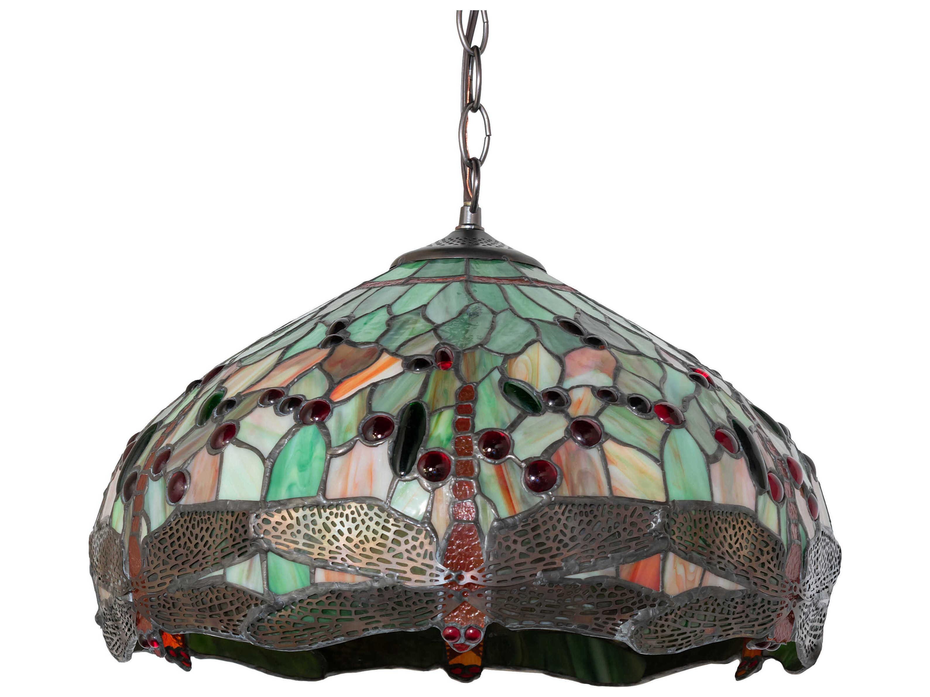Meyda Tiffany Hanginghead Dragonfly 3-Light Mahogany Bronze Dome Pendant