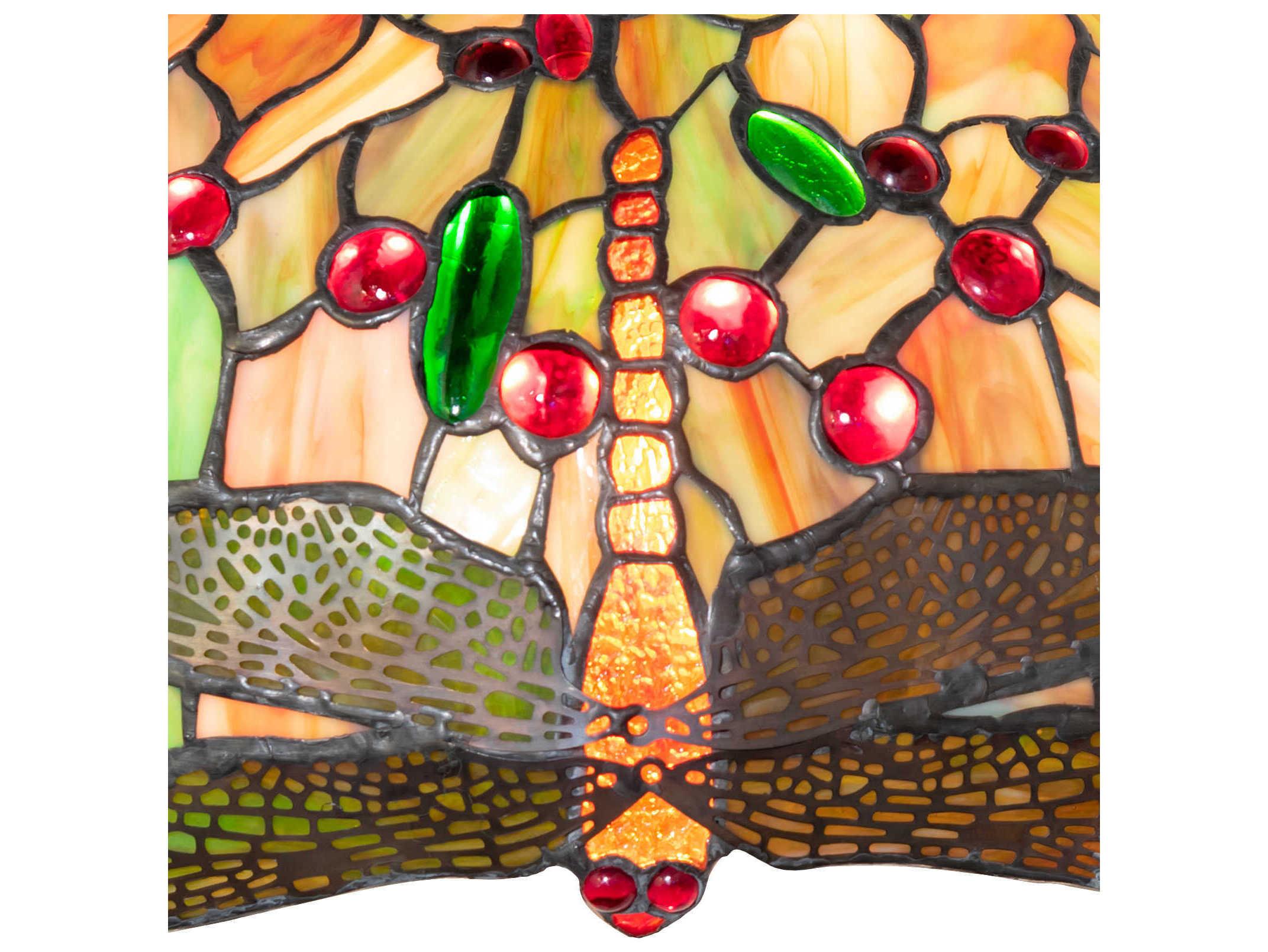 Meyda Tiffany Hanginghead Dragonfly 3-Light Mahogany Bronze Dome Pendant