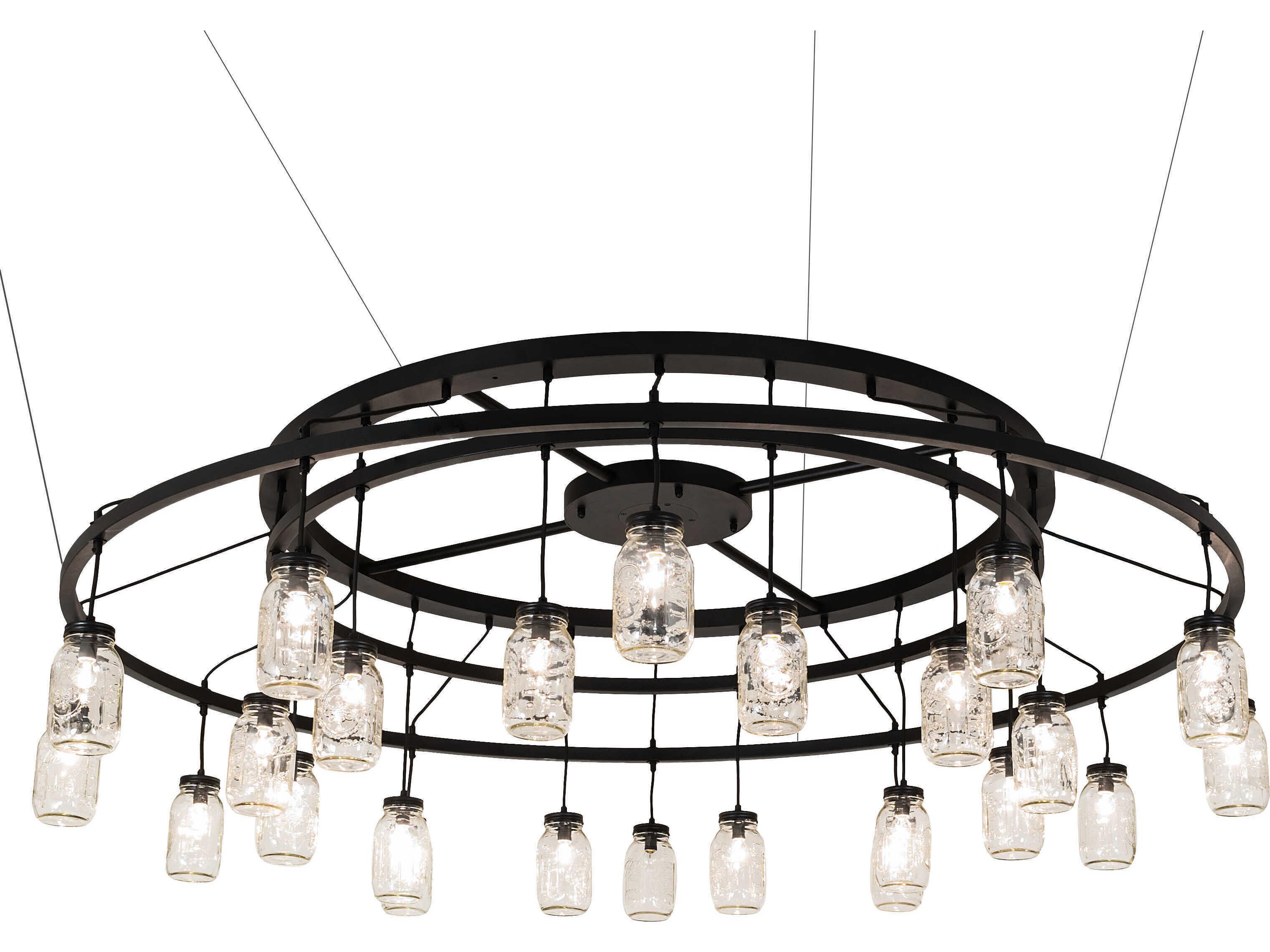 Meyda Mason Jar 24-Light Textured Black Pendant