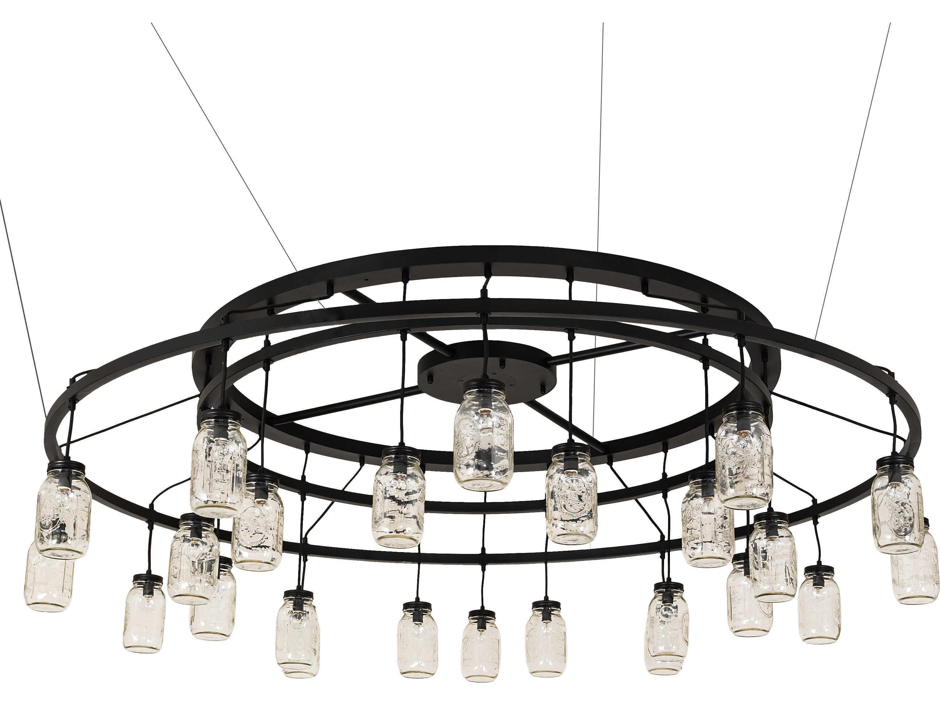 Meyda Mason Jar 24-Light Textured Black Pendant