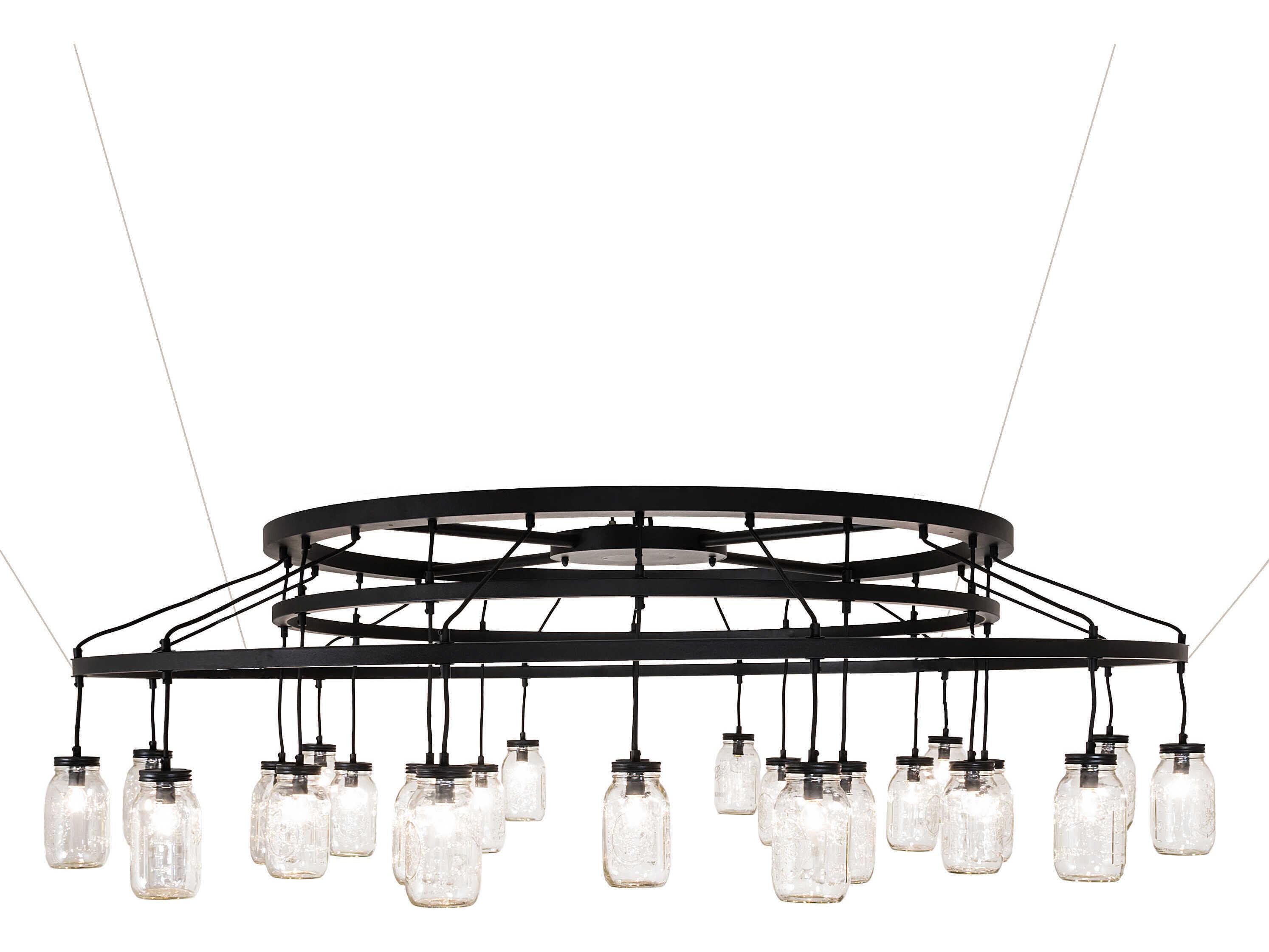 Meyda Mason Jar 24-Light Textured Black Pendant