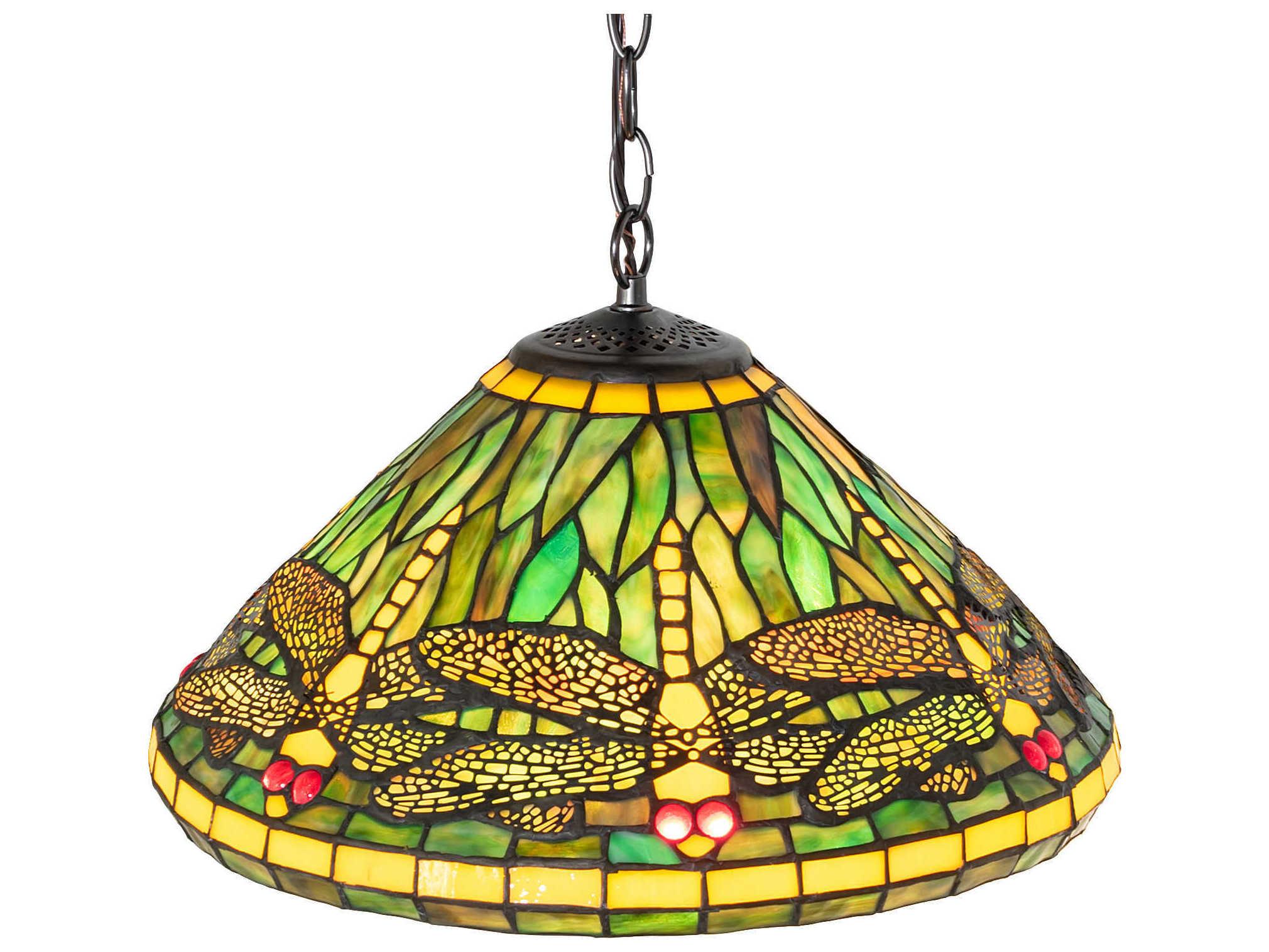 Meyda Tiffany Dragonfly 3-Light Mahogany Bronze Pendant