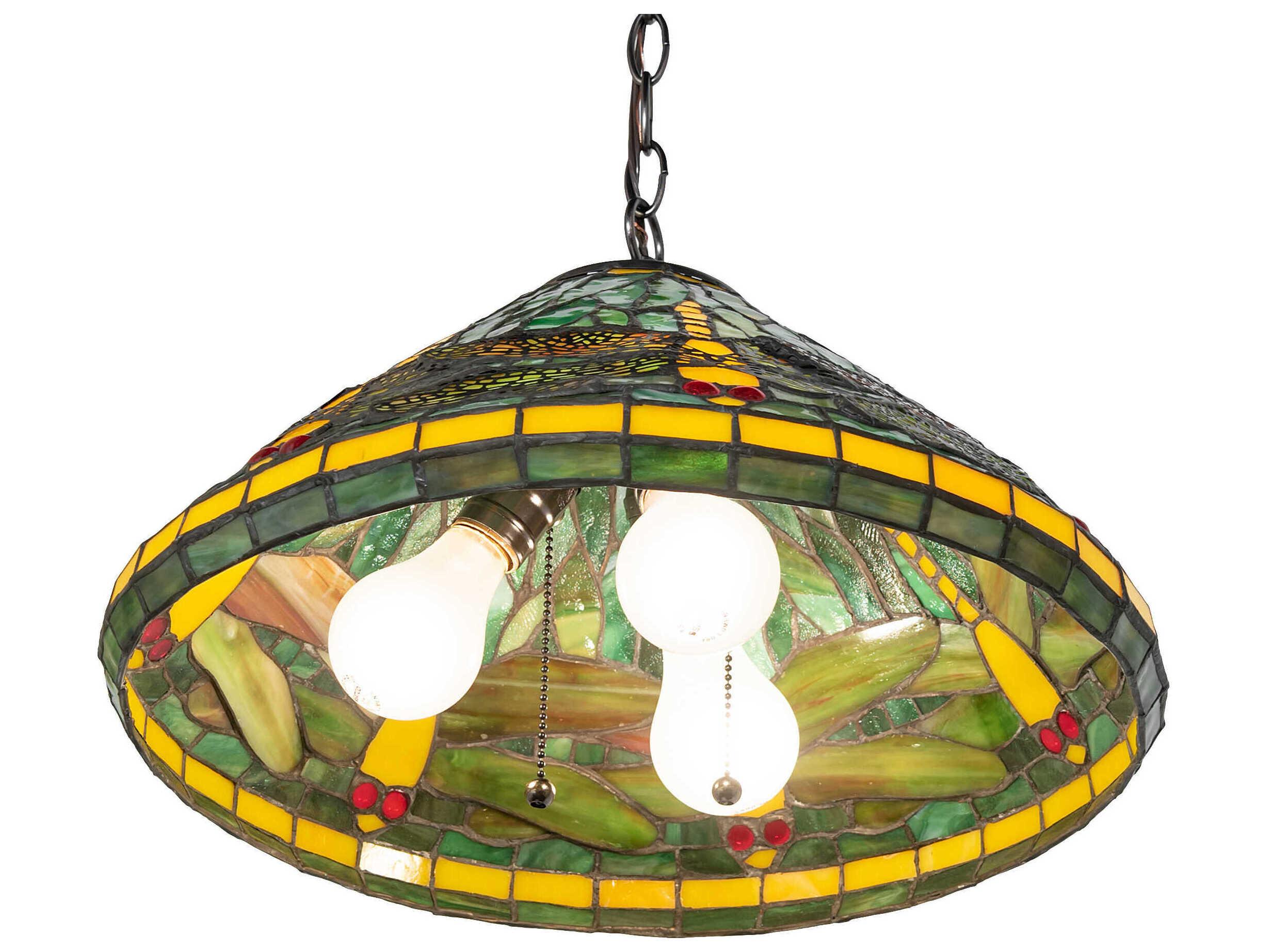 Meyda Tiffany Dragonfly 3-Light Mahogany Bronze Pendant