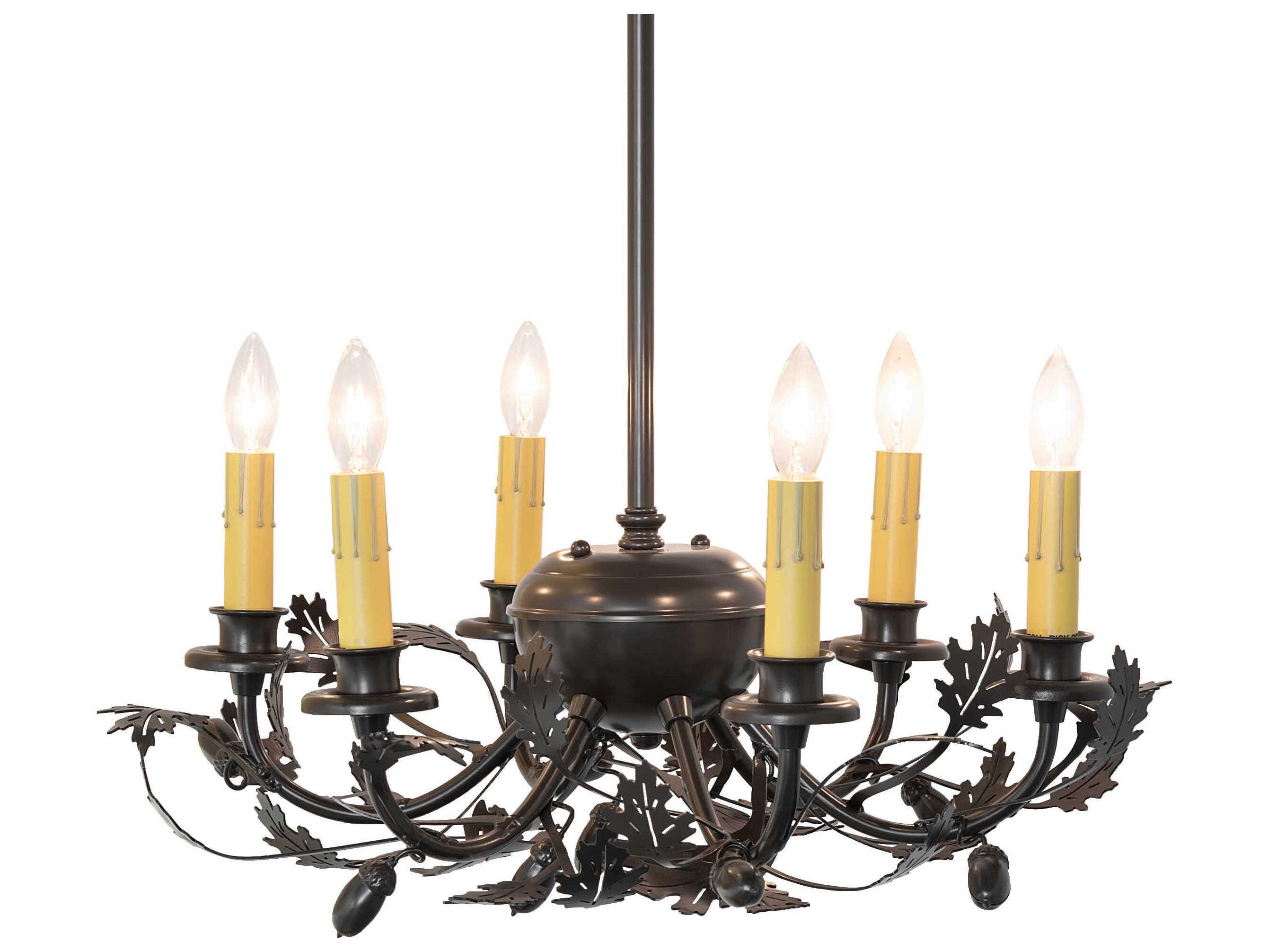 Meyda Oak Leaf & Acorn 6-Light Timeless Bronze Candelabra Chandelier
