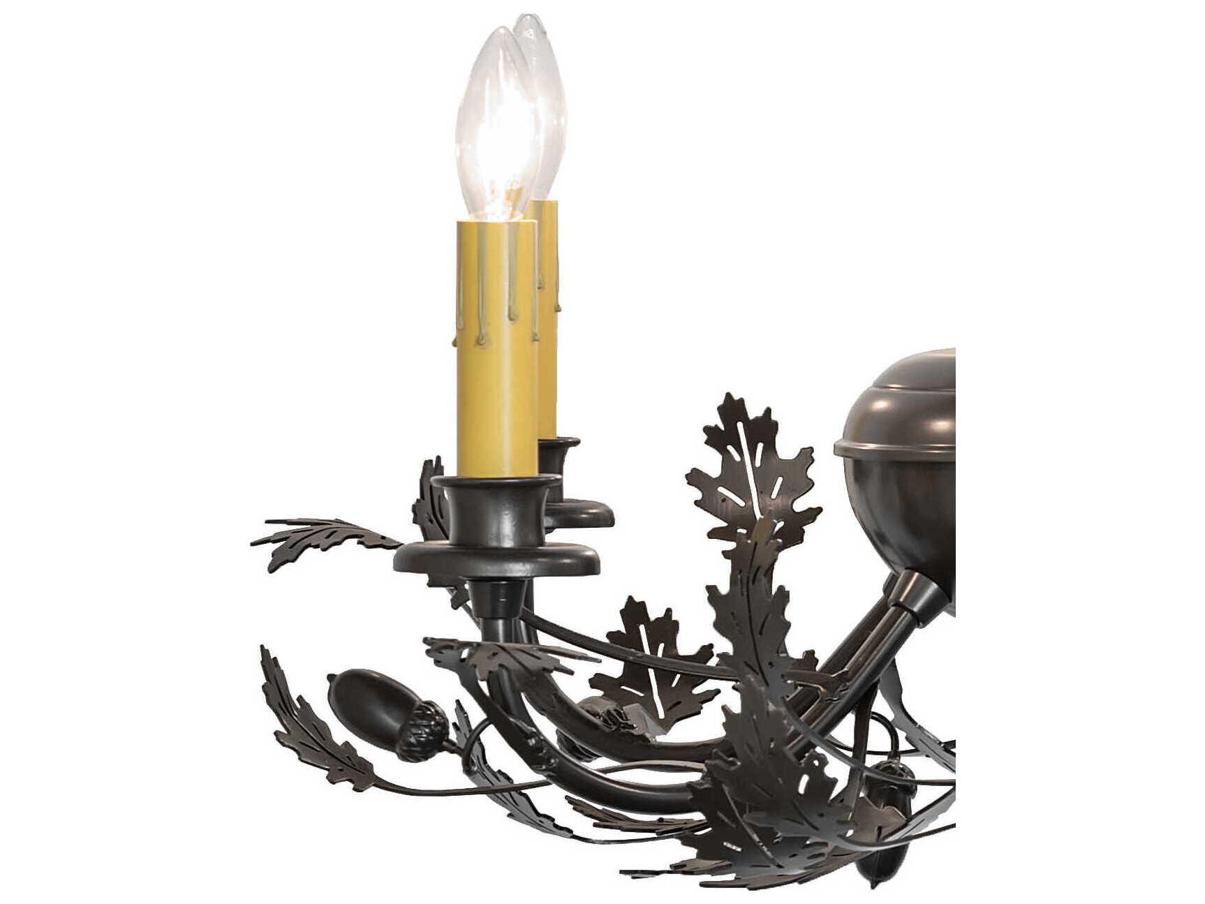 Meyda Oak Leaf & Acorn 6-Light Timeless Bronze Candelabra Chandelier