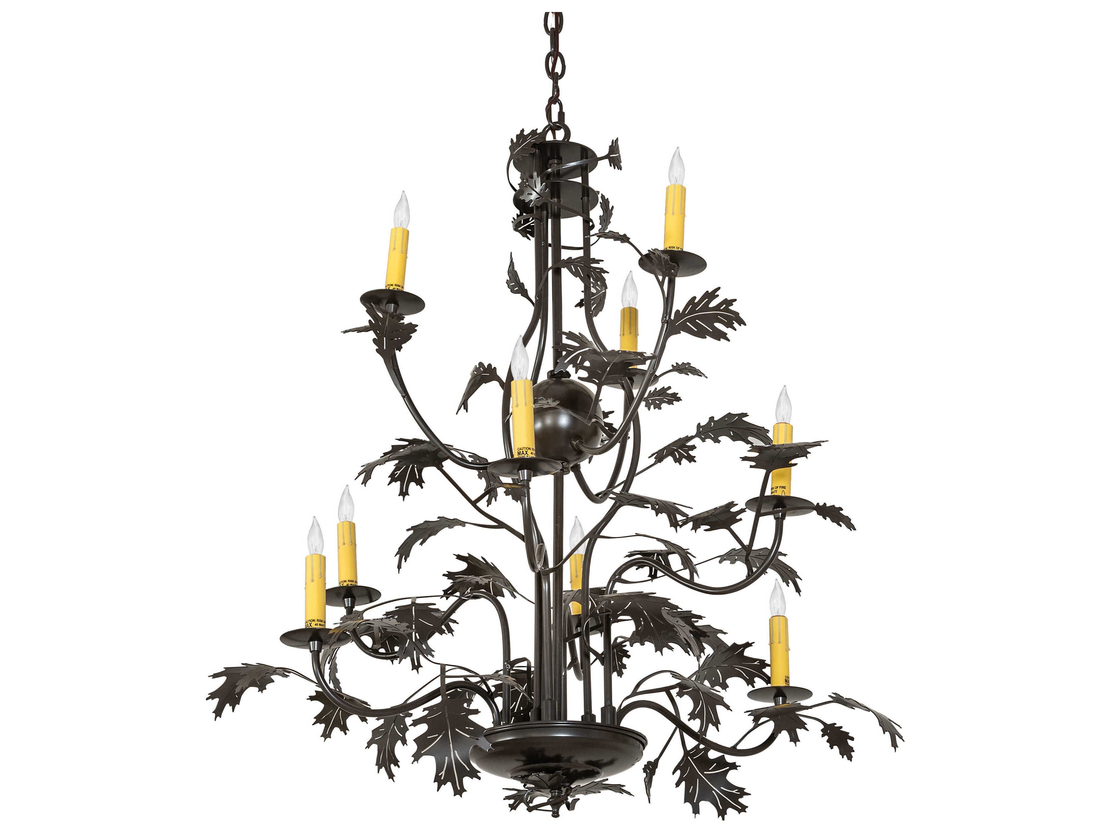 Meyda Oak Leaf 9-Light Timeless Bronze Candelabra Chandelier