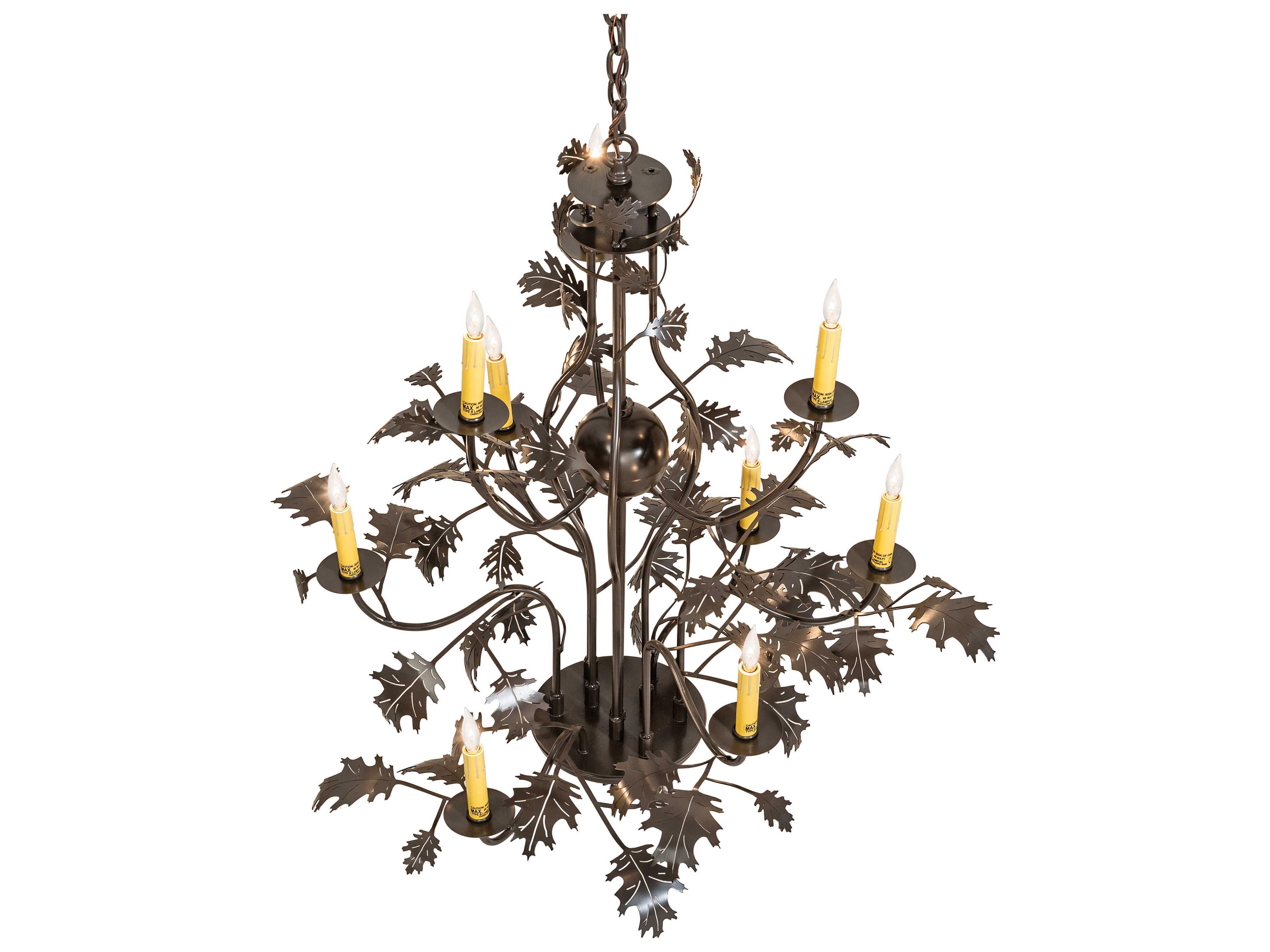 Meyda Oak Leaf 9-Light Timeless Bronze Candelabra Chandelier