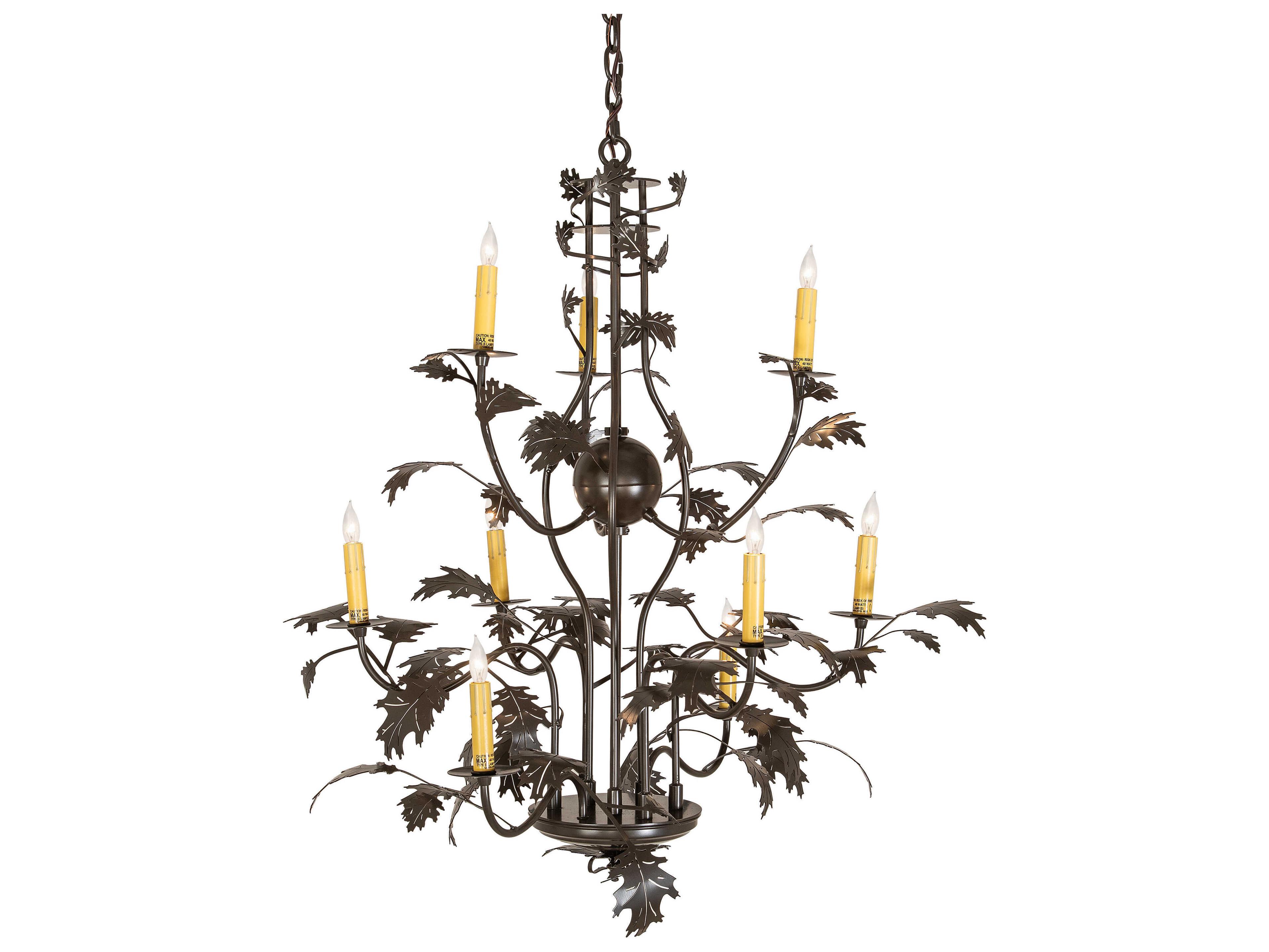 Meyda Oak Leaf 9-Light Timeless Bronze Candelabra Chandelier