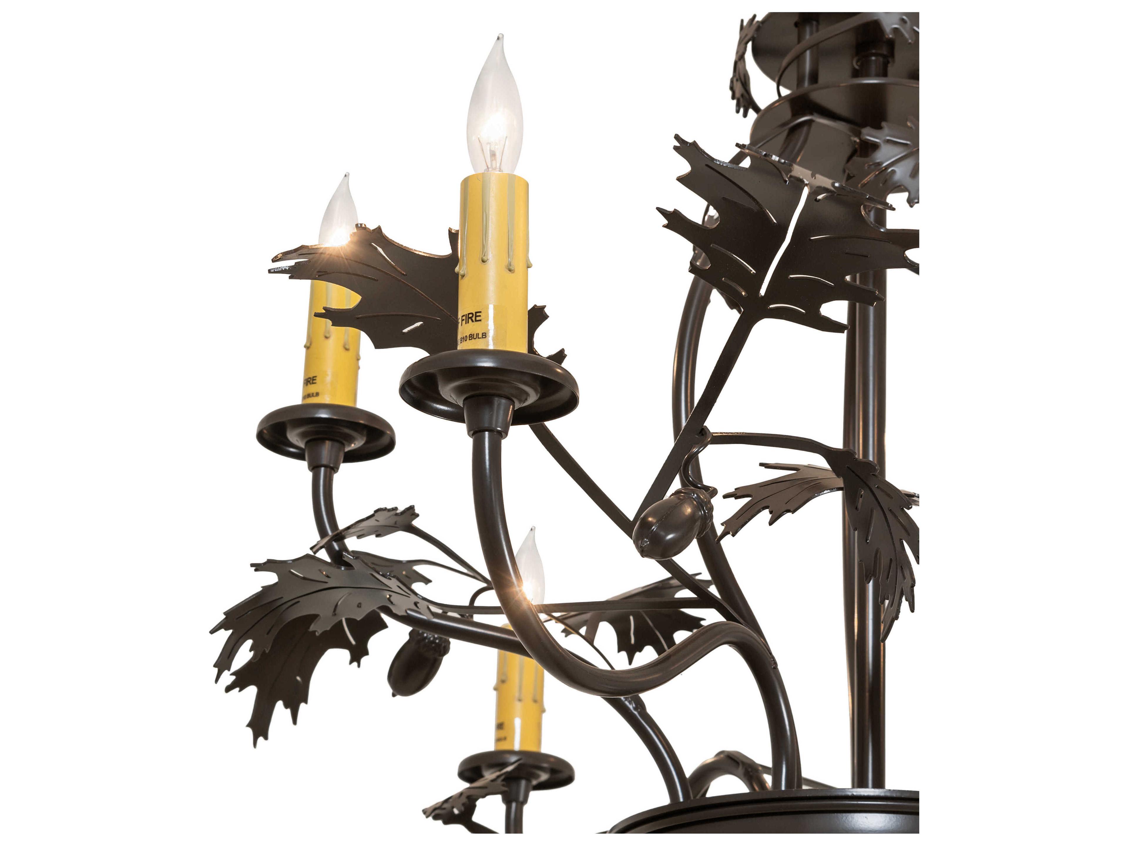Meyda Oak Leaf & Acorn 6-Light Timeless Bronze Candelabra Chandelier