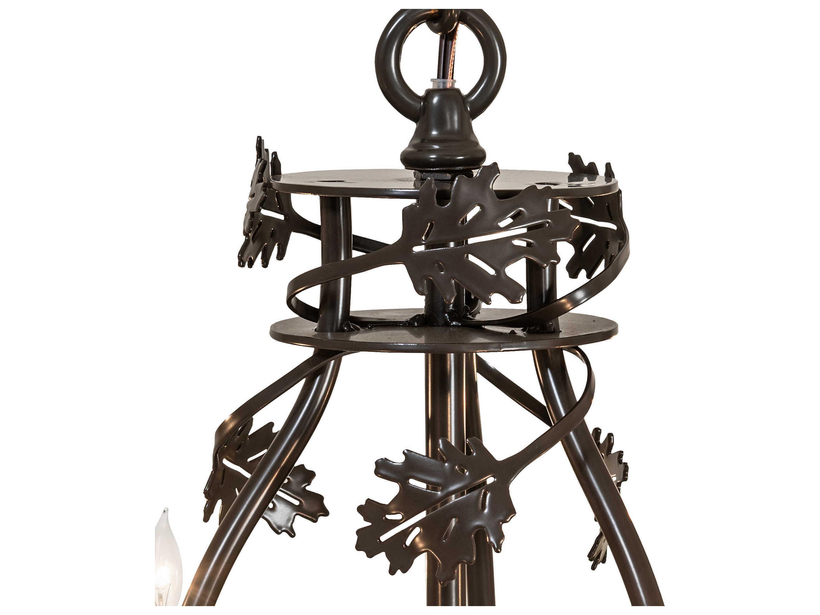 Meyda Oak Leaf & Acorn 6-Light Timeless Bronze Candelabra Chandelier