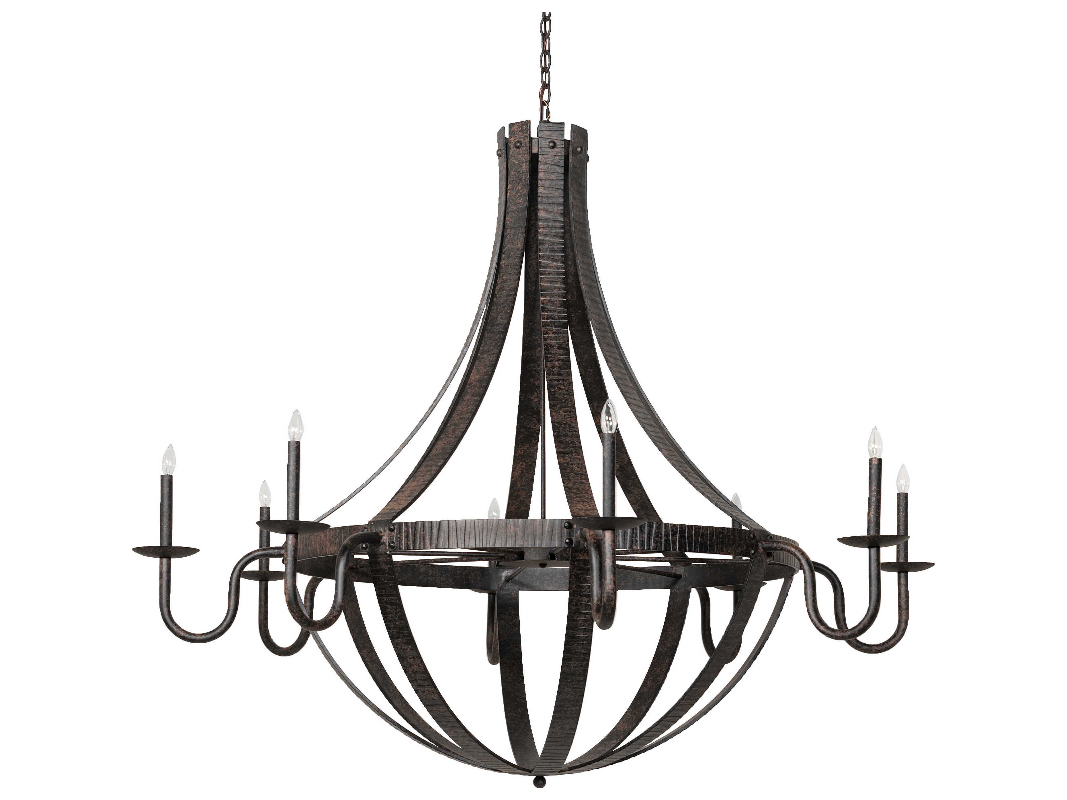 Meyda Barrel Stave 8-Light Coffee Bean Black Candelabra Chandelier