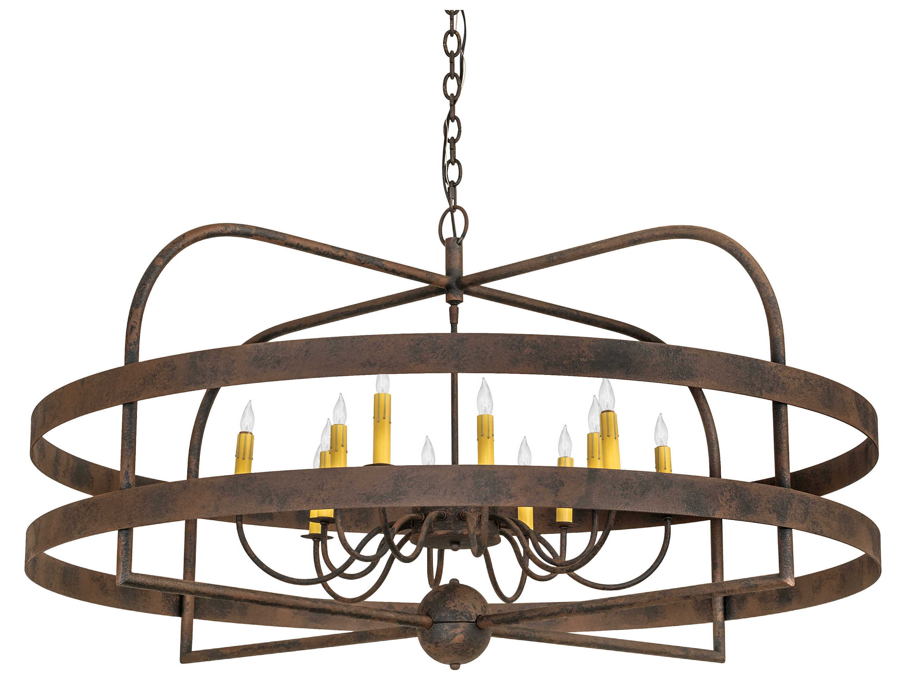 Meyda Aldari 12-Light Distressed Chestnut Brown Candelabra Chandelier