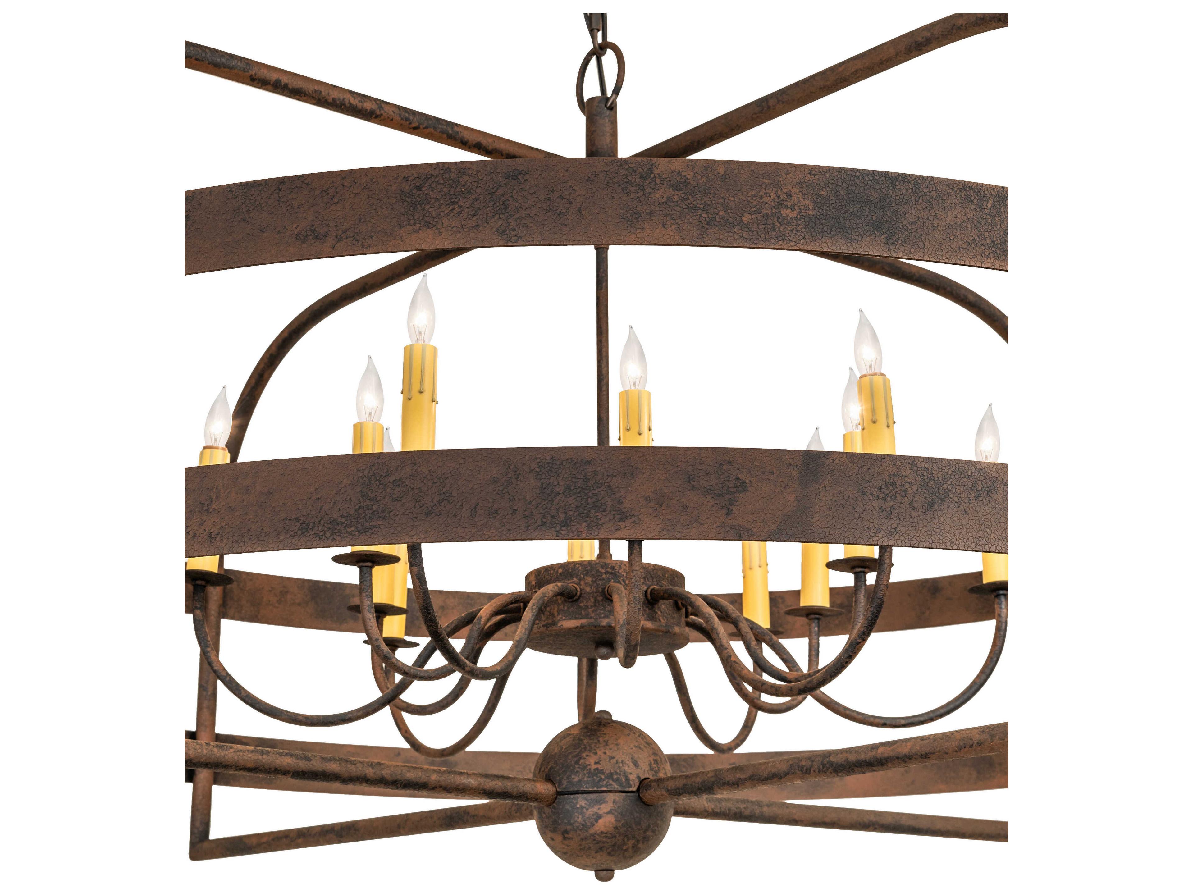 Meyda Aldari 12-Light Distressed Chestnut Brown Candelabra Chandelier