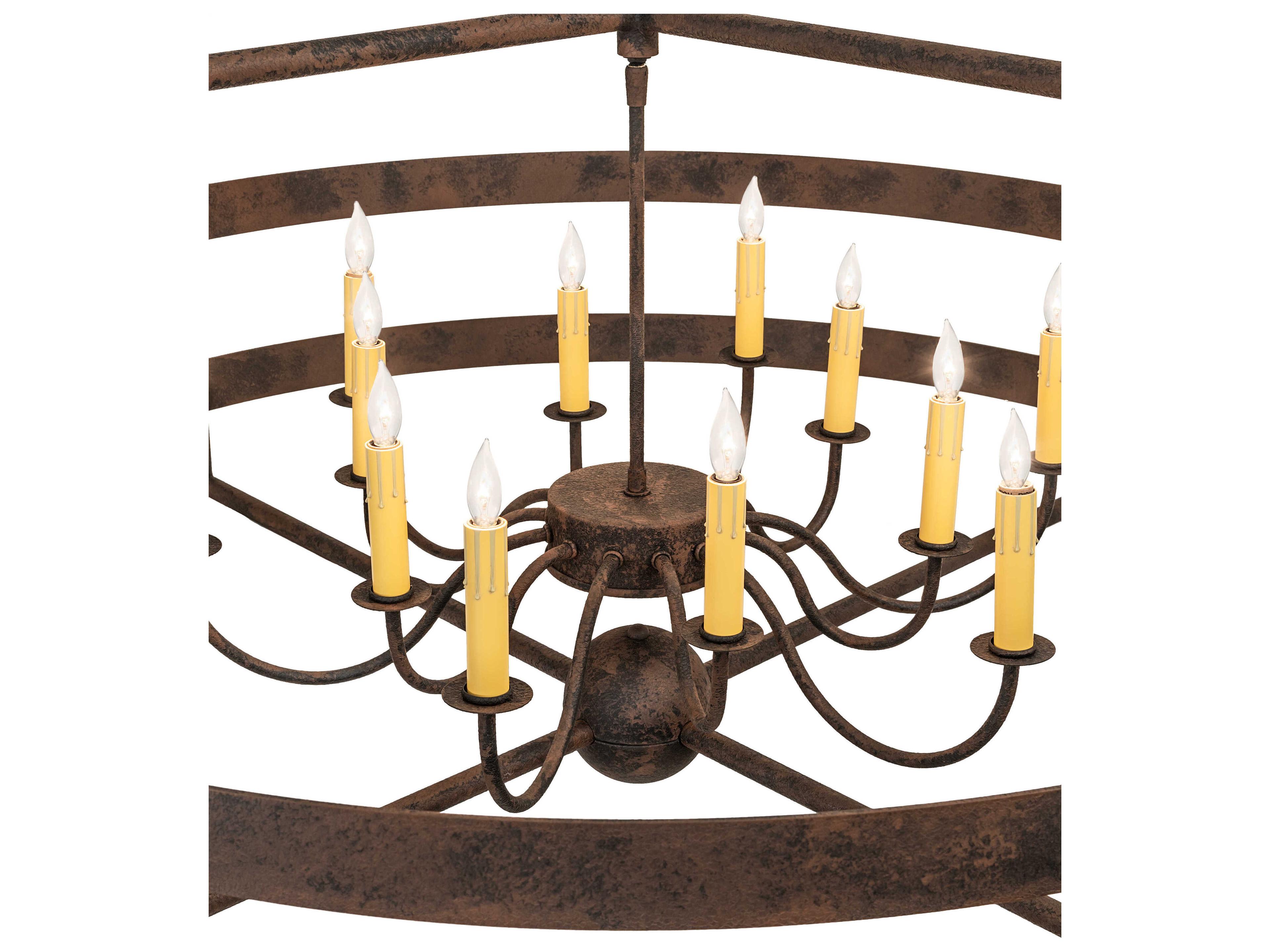 Meyda Aldari 12-Light Distressed Chestnut Brown Candelabra Chandelier