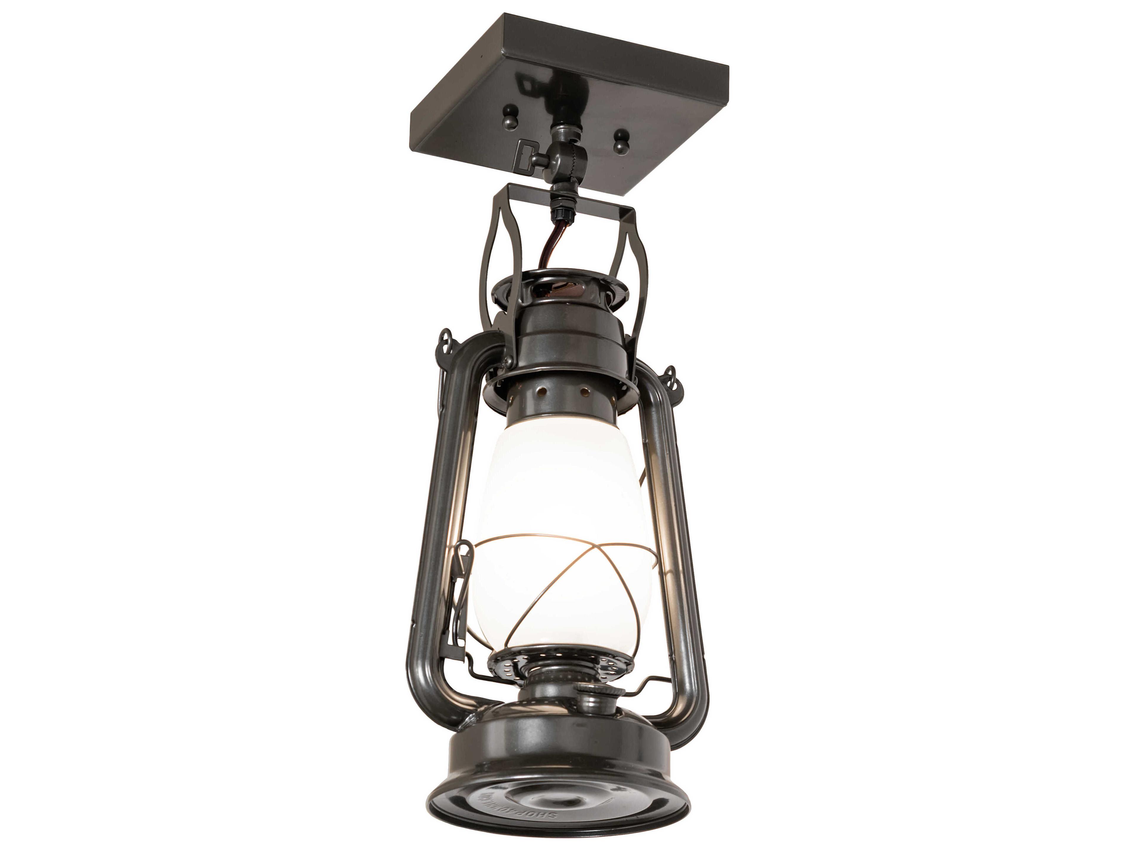 Meyda Miners Lantern 1-Light Oil Rubbed Bronze Flush Mount