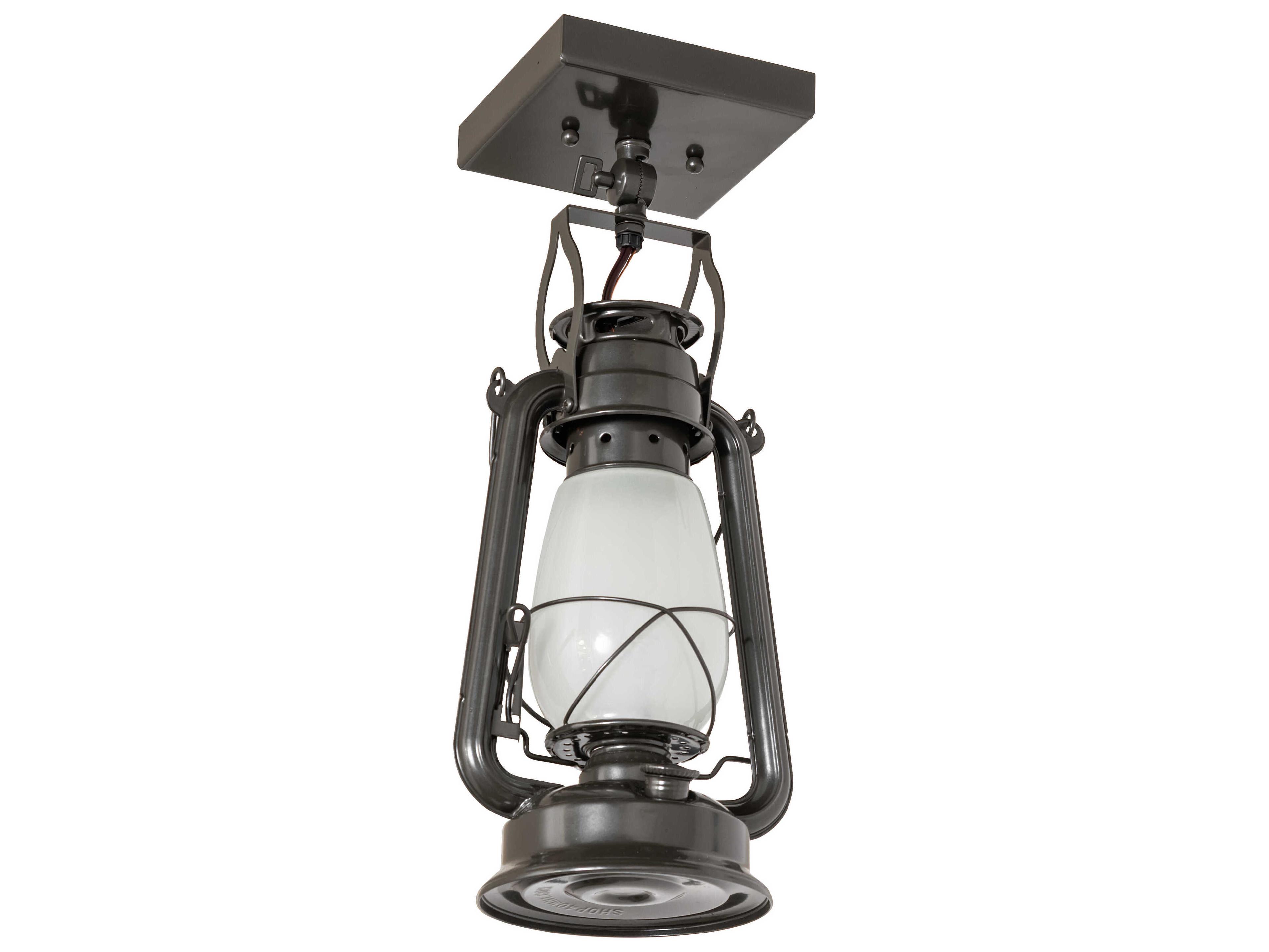 Meyda Miners Lantern 1-Light Oil Rubbed Bronze Flush Mount