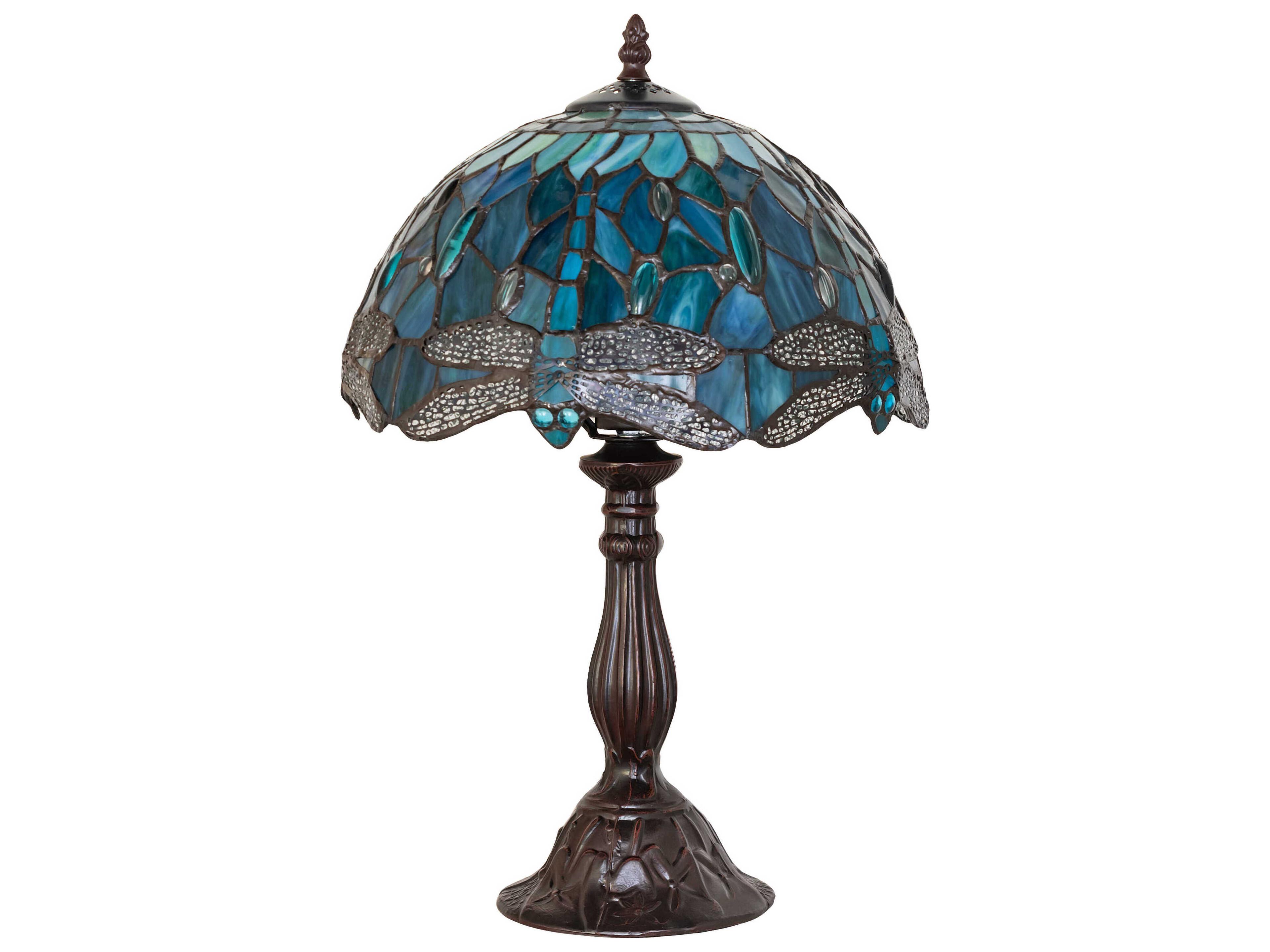 Meyda Tiffany Hanginghead Dragonfly Stained Glass Table Lamp