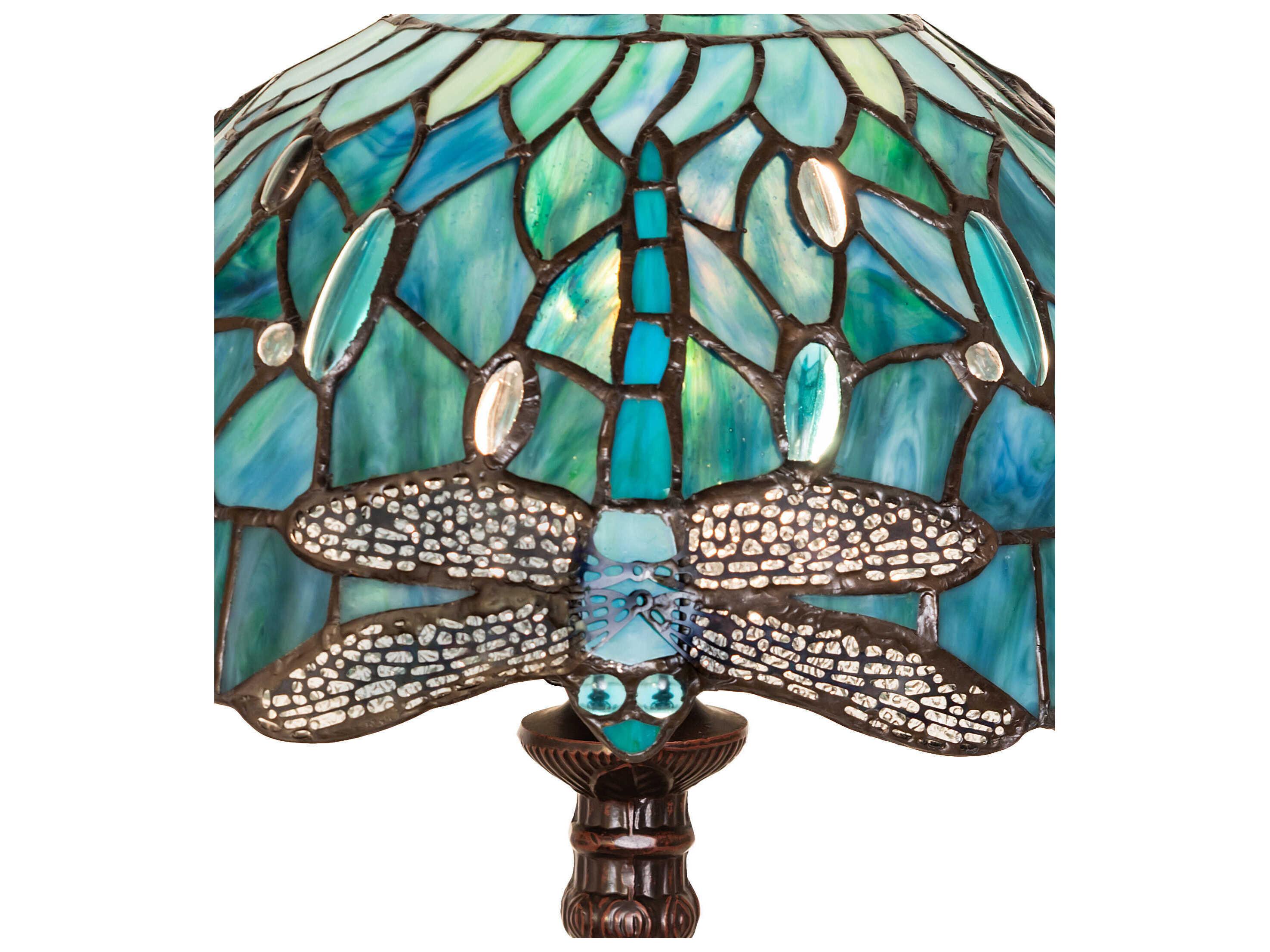 Meyda Tiffany Hanginghead Dragonfly Stained Glass Table Lamp