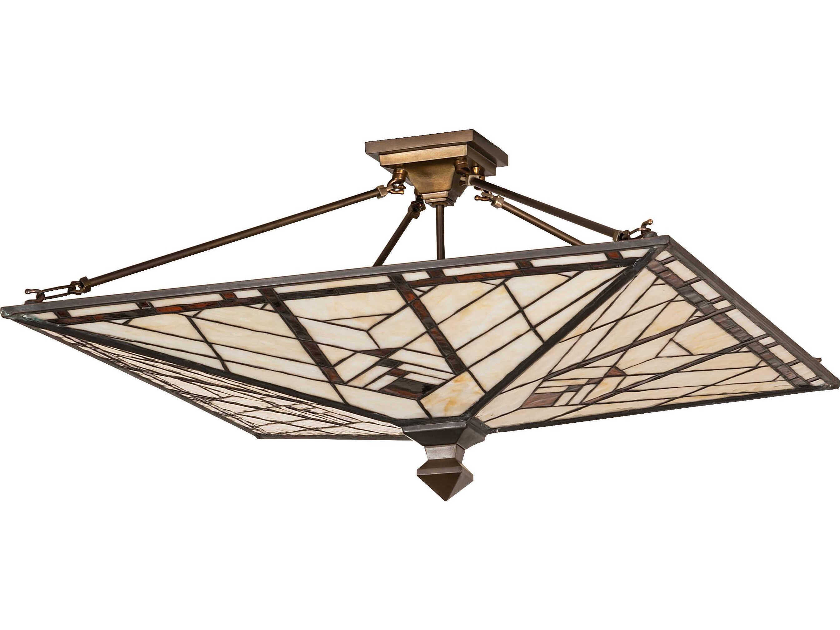 Meyda Prairie Mission 4-Light Antique Copper Semi Flush Mount