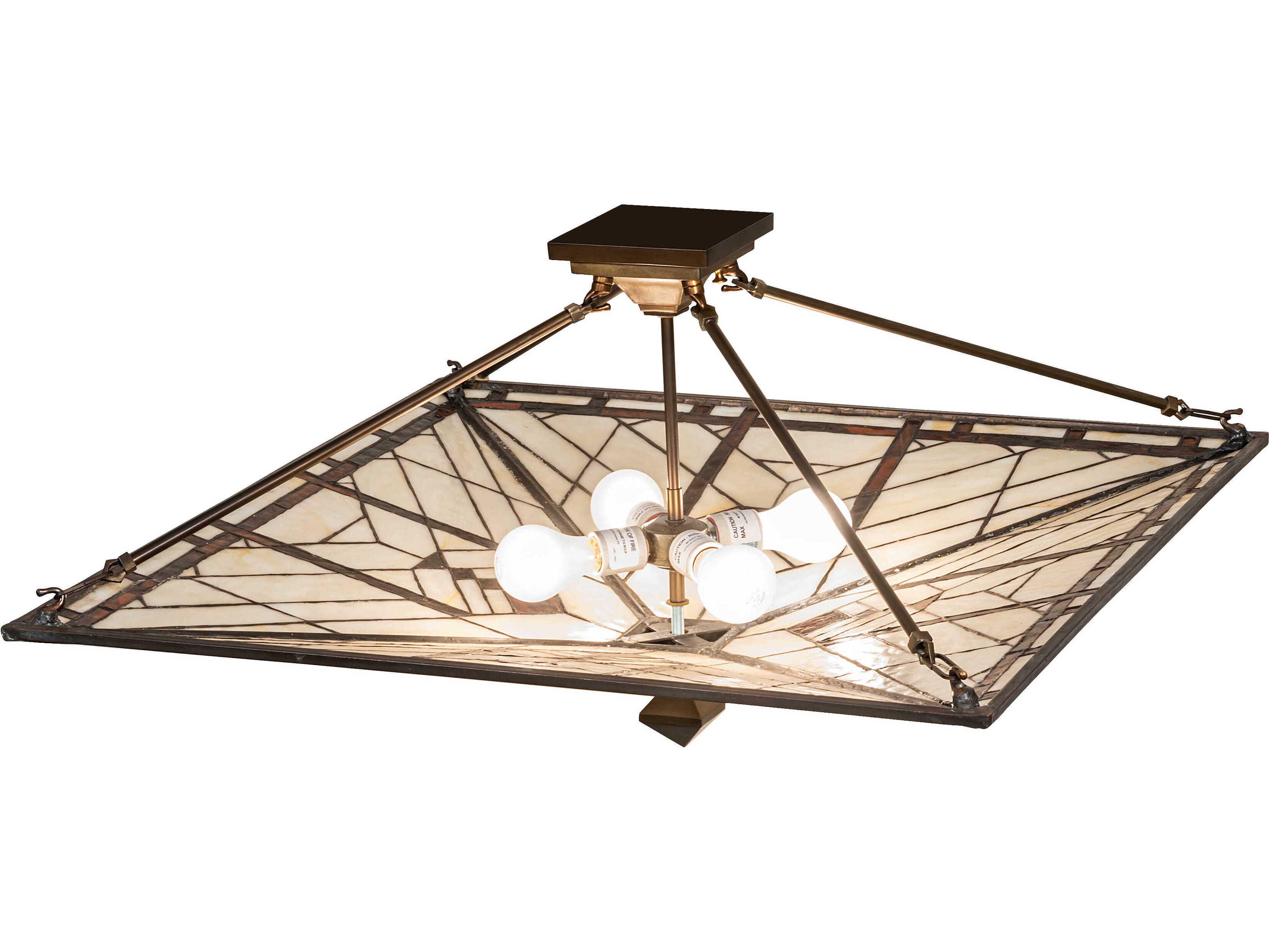Meyda Prairie Mission 4-Light Antique Copper Semi Flush Mount