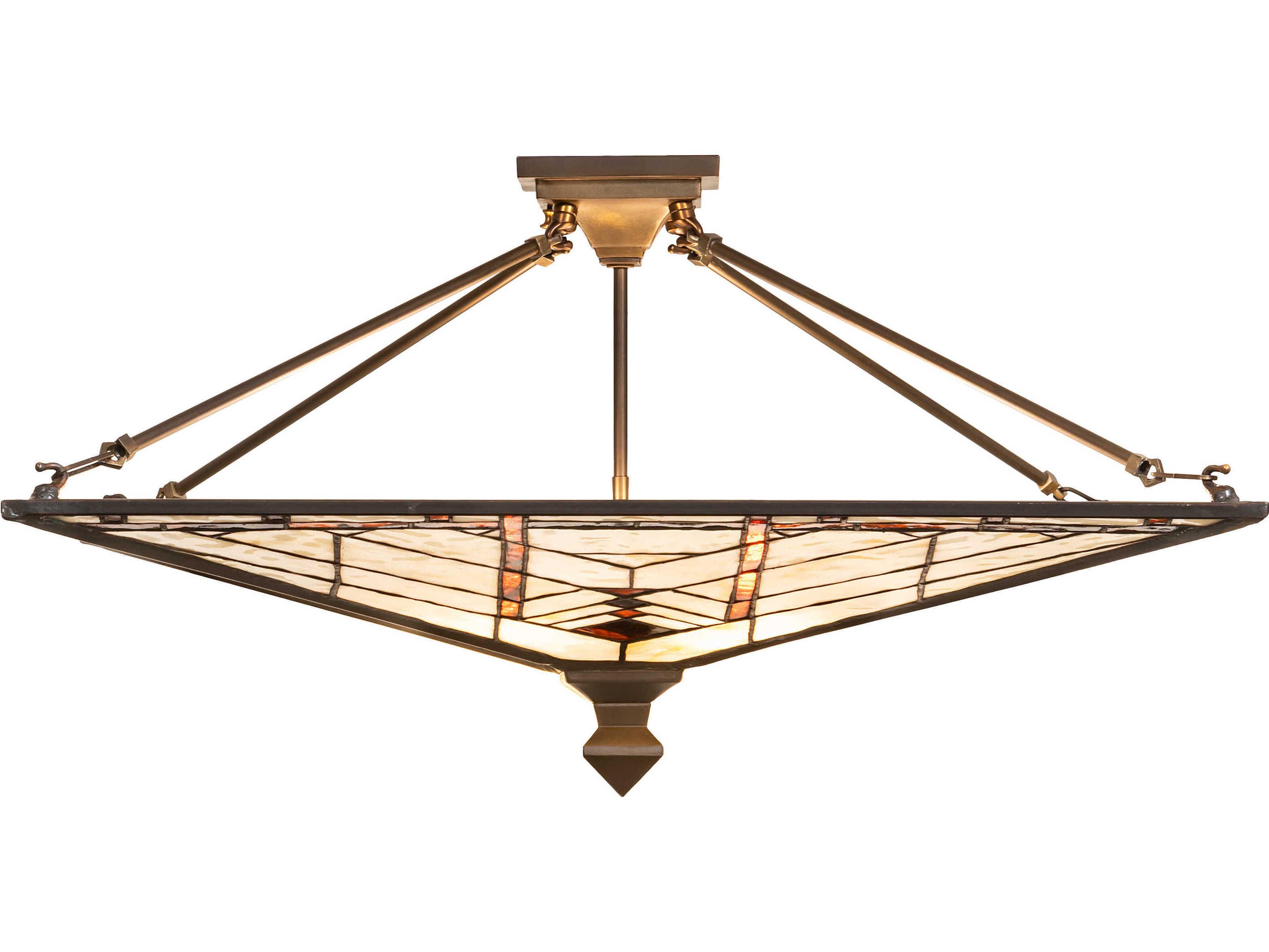 Meyda Prairie Mission 4-Light Antique Copper Semi Flush Mount