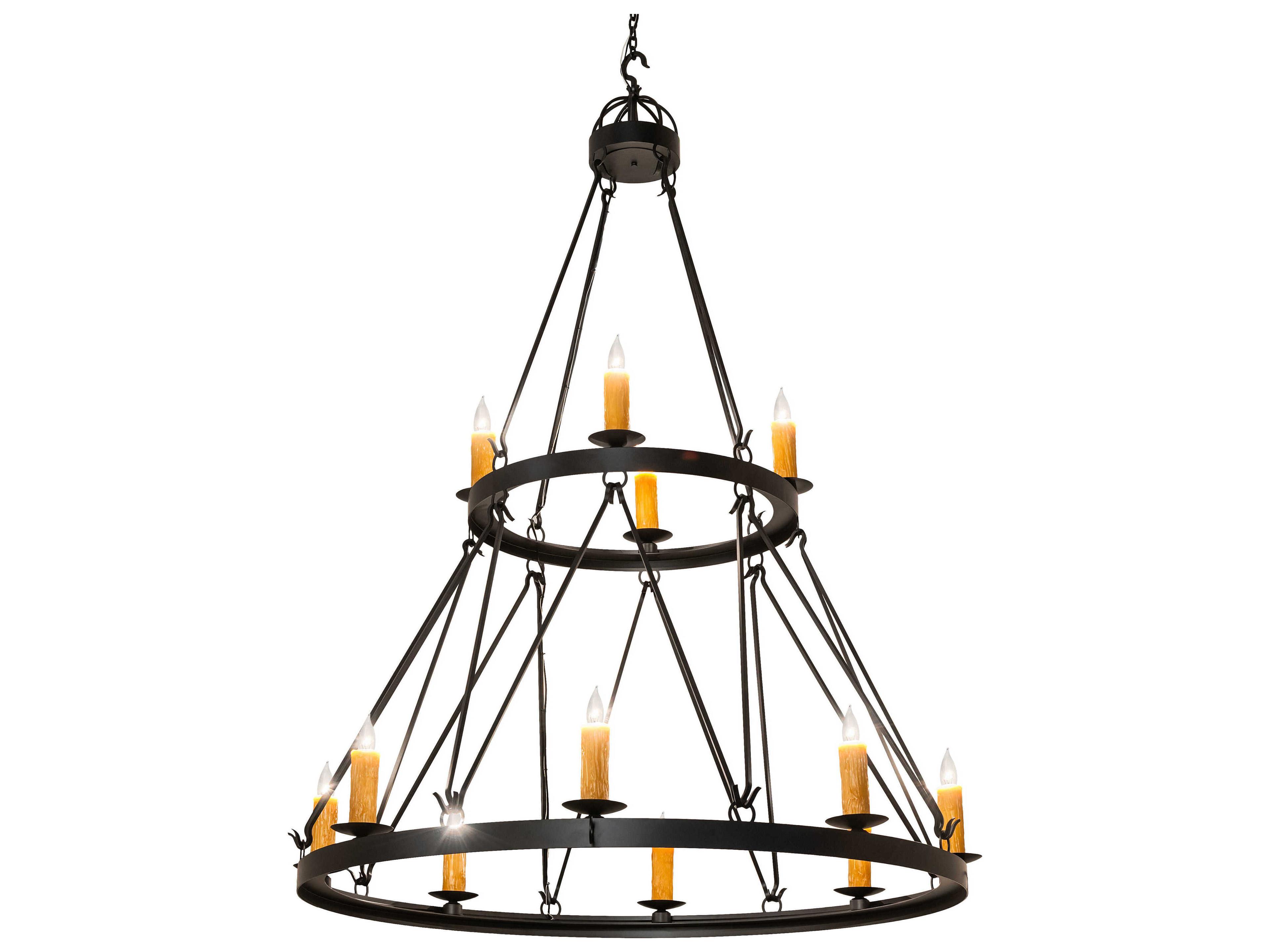 Meyda Lakeshore 12-Light Solar Black Candelabra Chandelier