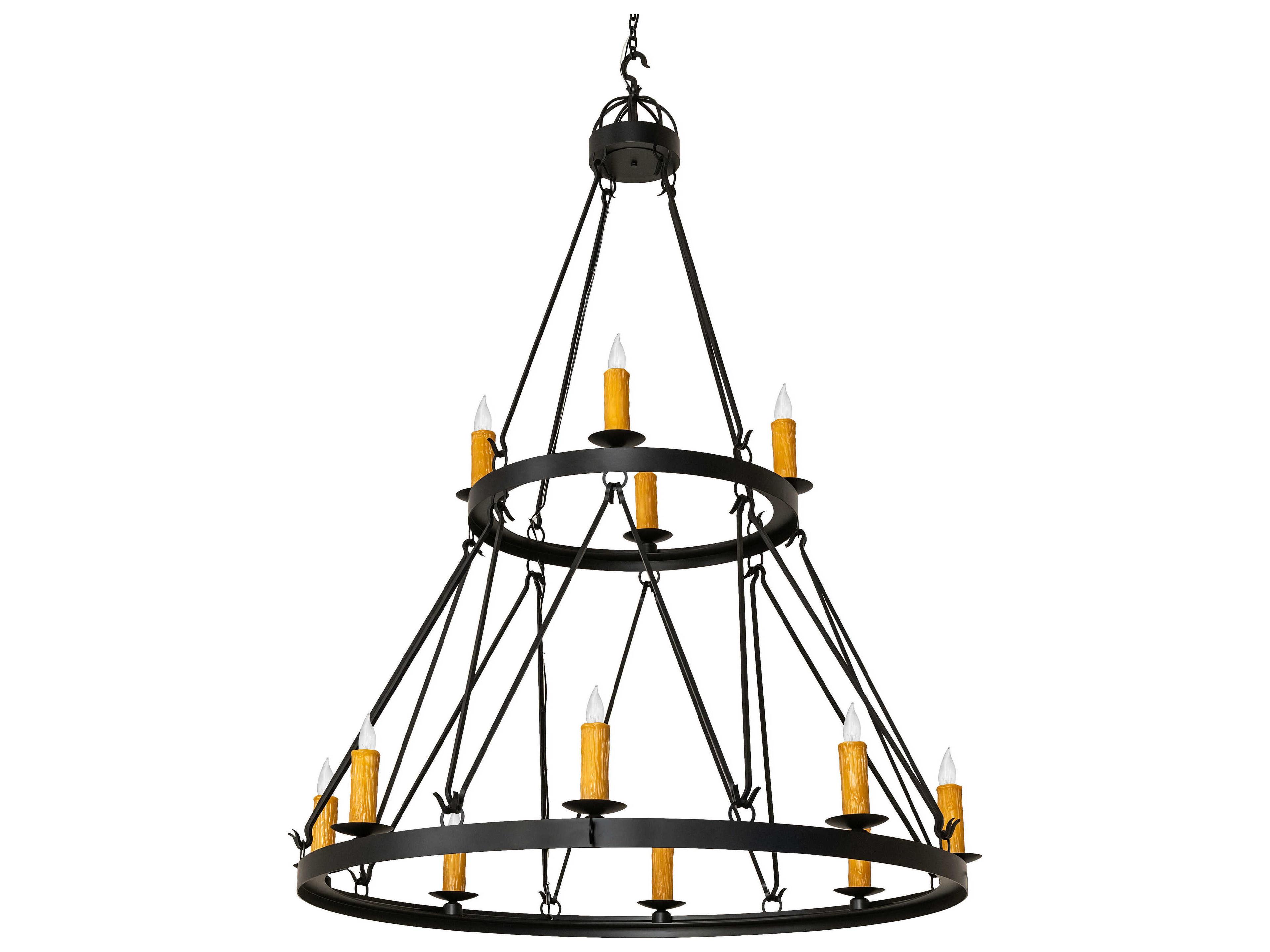 Meyda Lakeshore 12-Light Solar Black Candelabra Chandelier