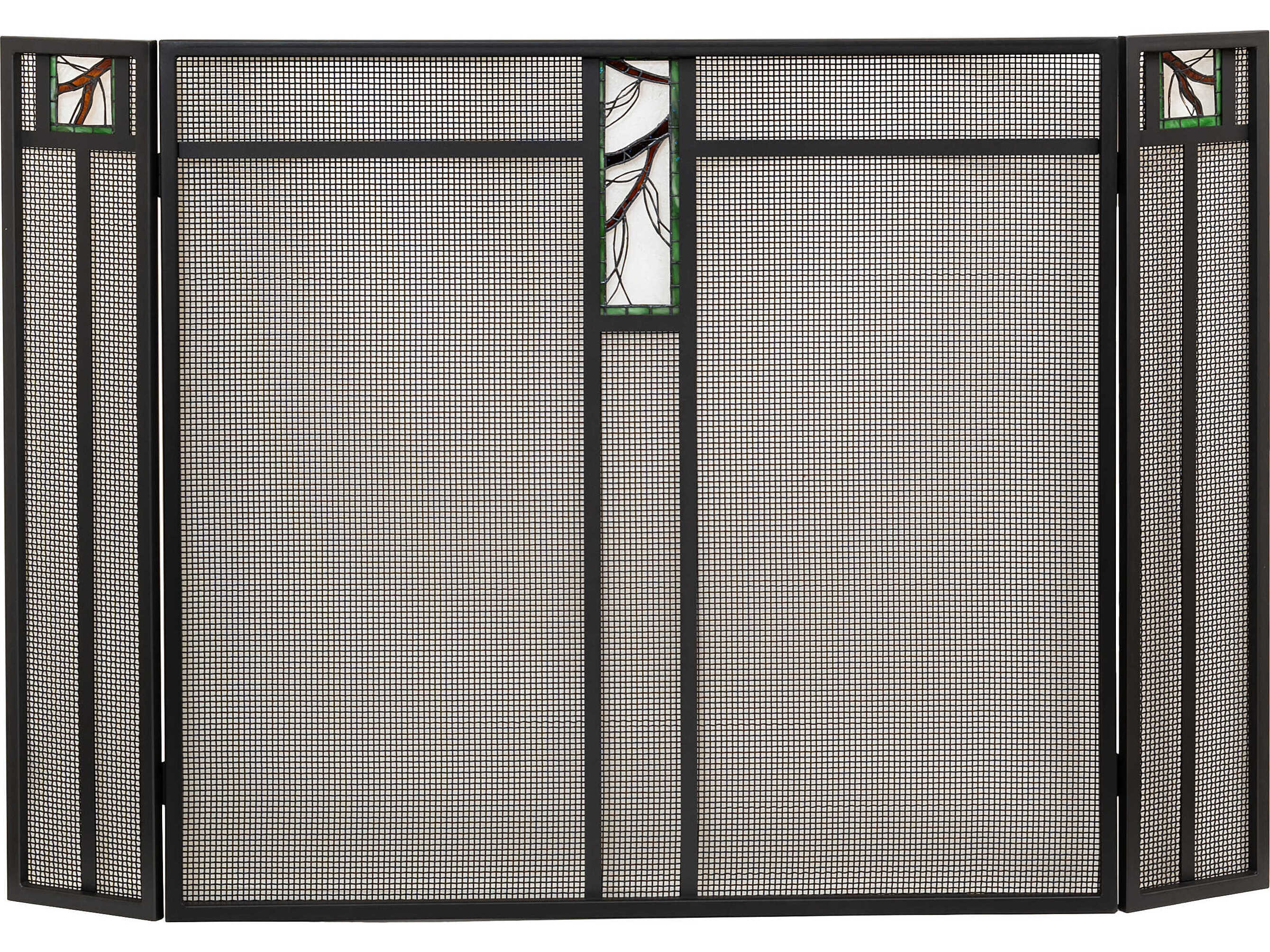 Meyda Pine Branch Wrought Iron Fireplace Screen