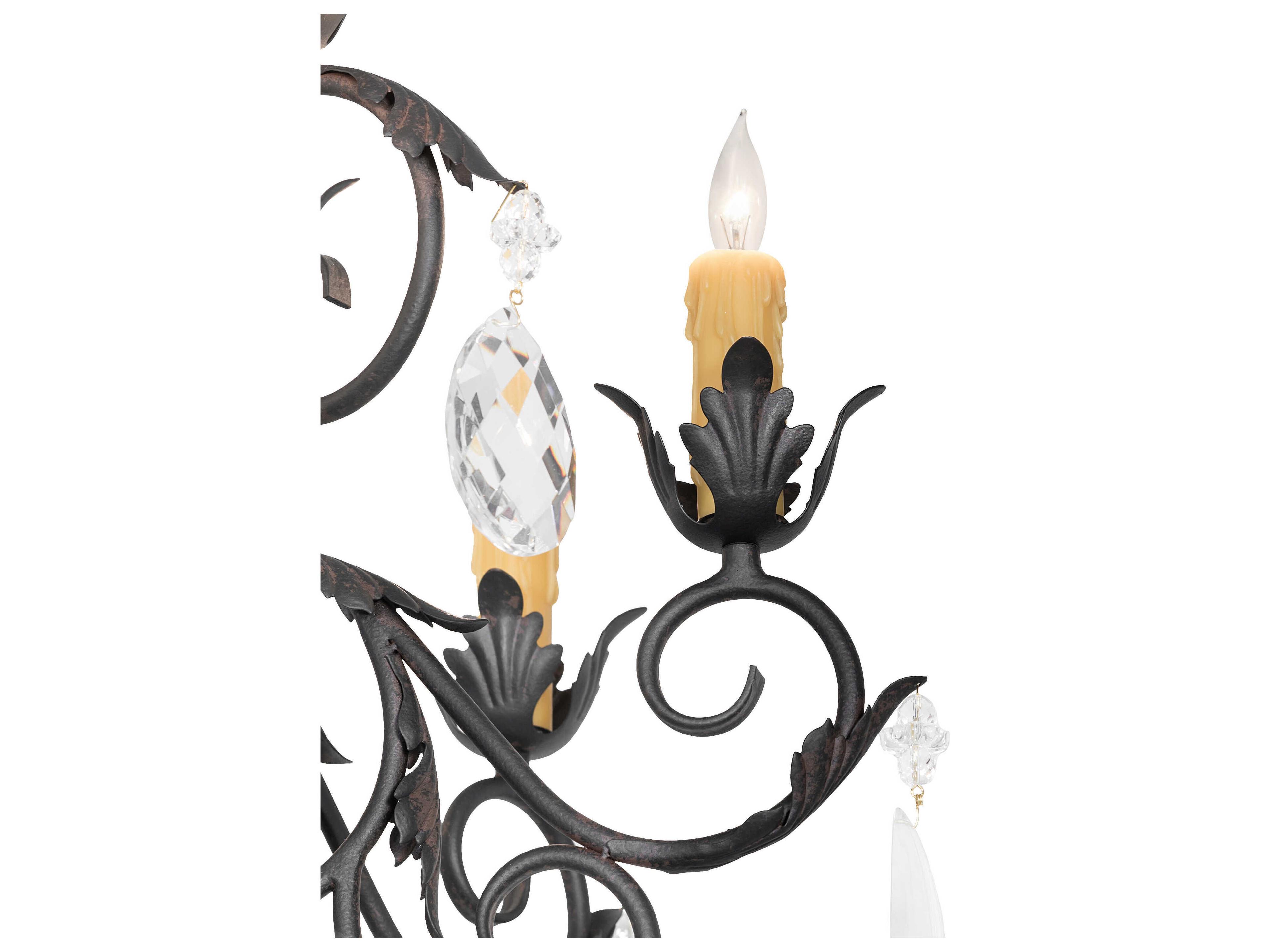 Meyda New Country French 9-Light 1-Light Chestnut Textured Brown Candelabra Chandelier