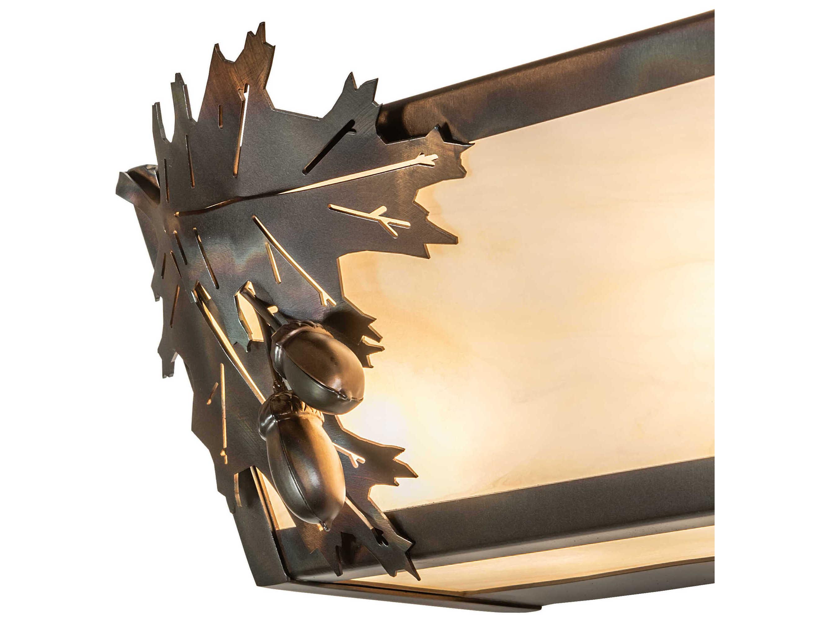 Meyda Oak Leaf and Acorn Tall 4-Light Dark Burnished Antique Copper Vanity Light
