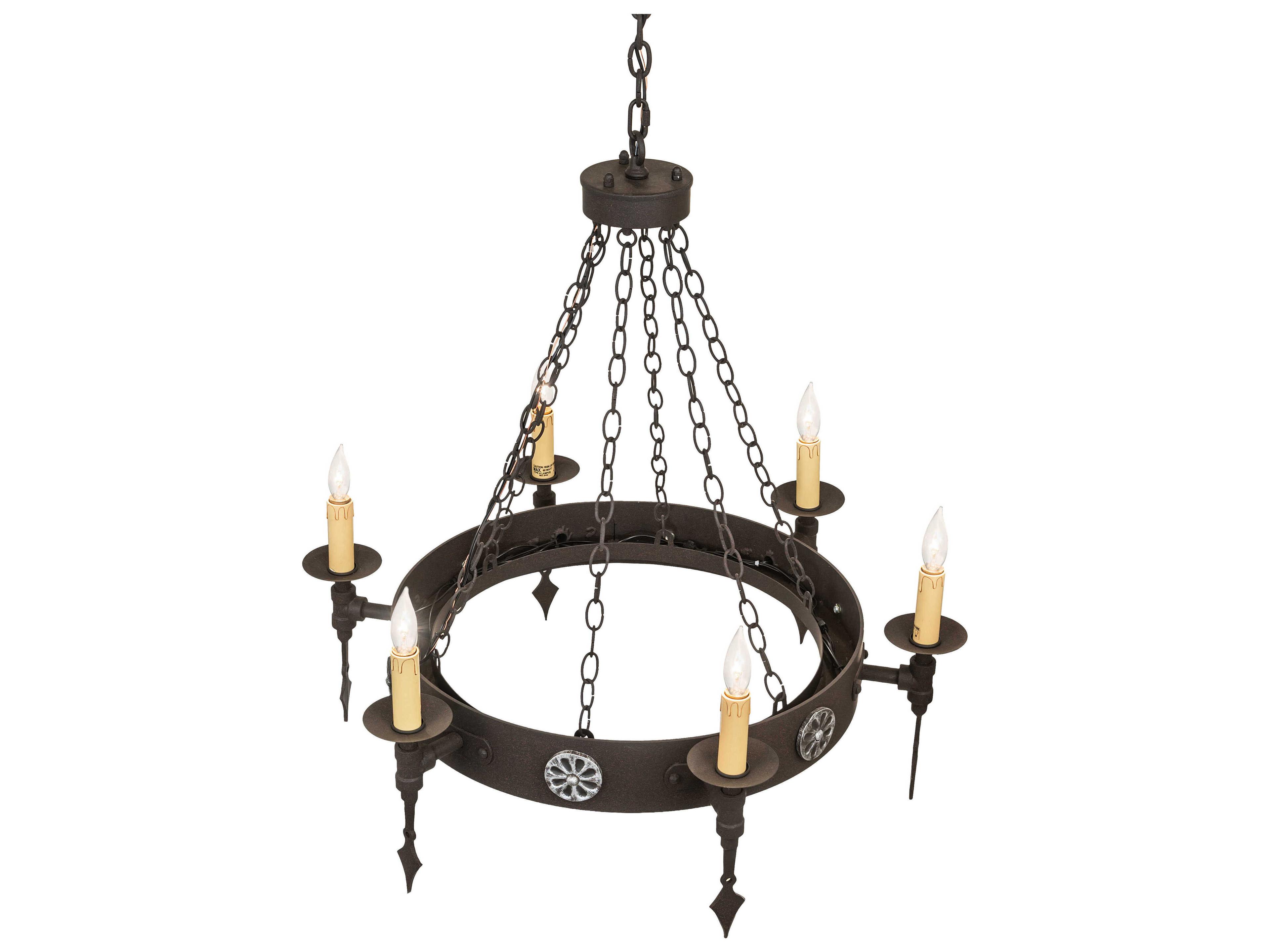 Meyda Warwick 6-Light Dark Roast Black Candelabra Chandelier