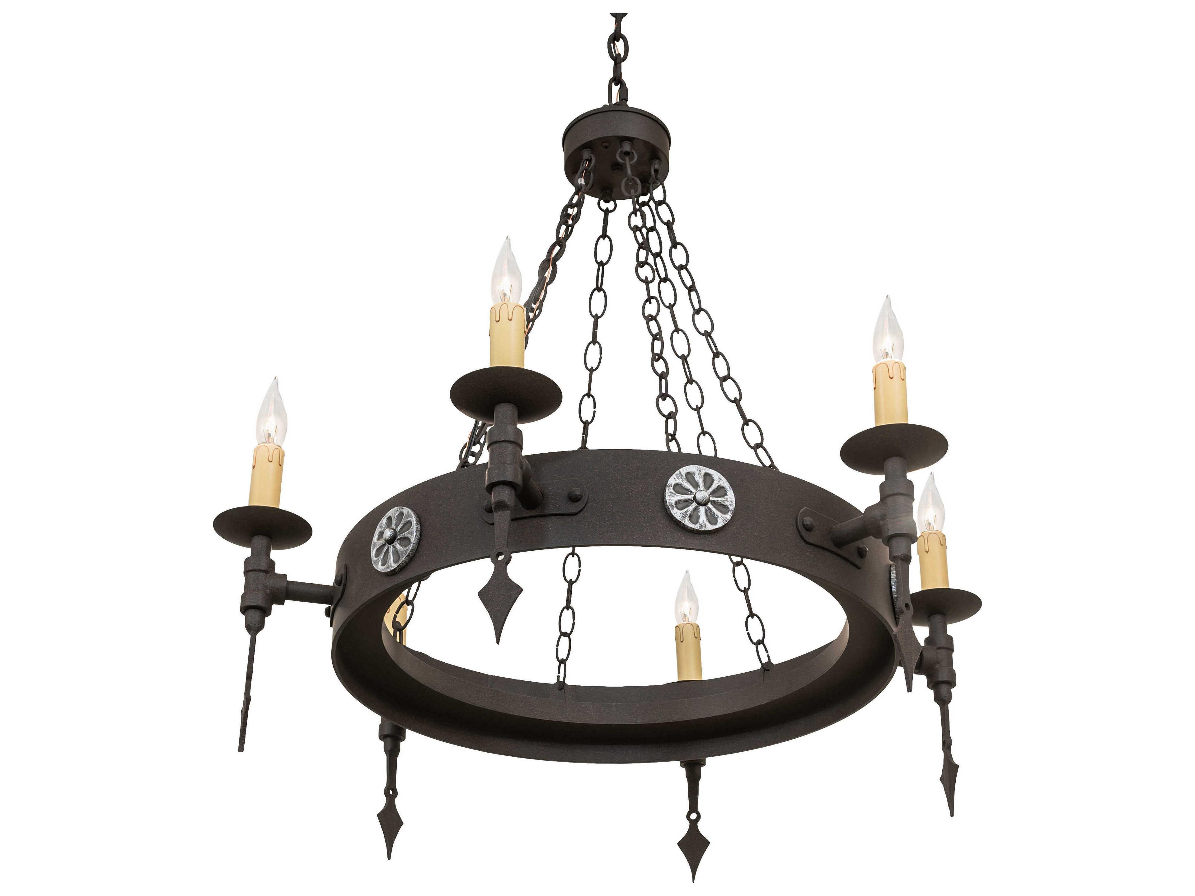 Meyda Warwick 6-Light Dark Roast Black Candelabra Chandelier