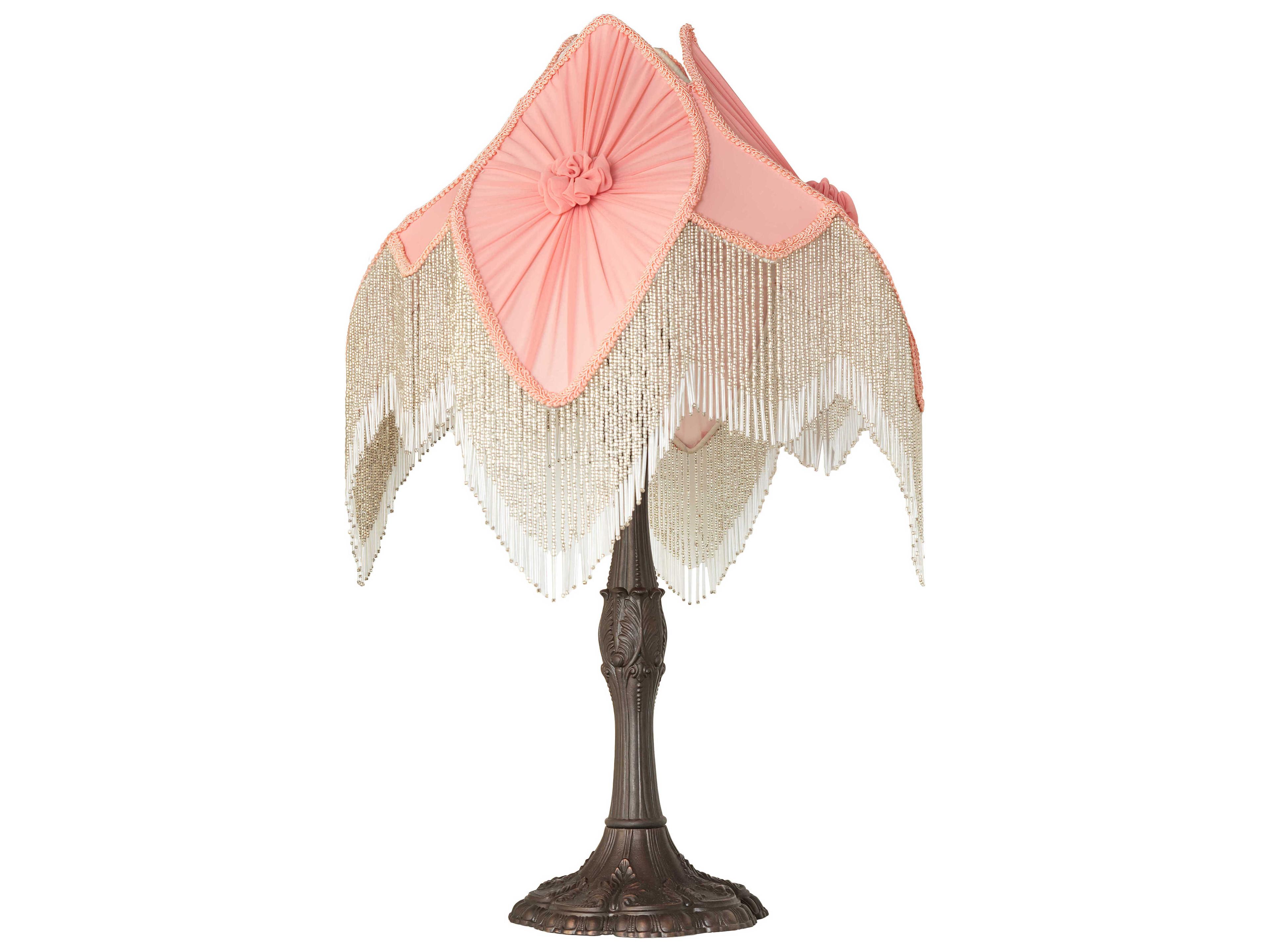 Meyda Fabric & Fringe Mahogany Bronze Table Lamp
