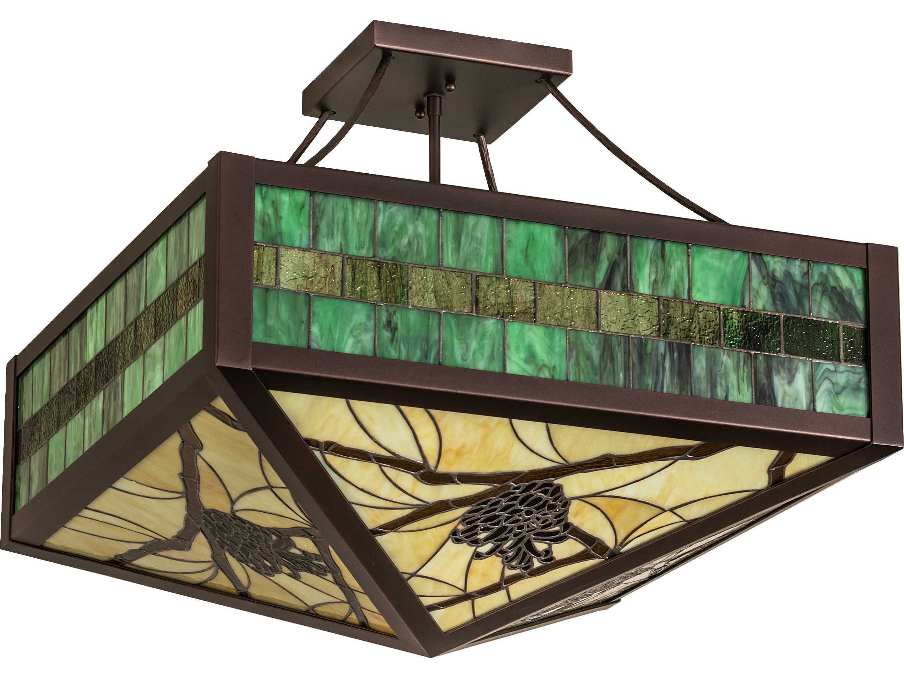 Meyda Pinecone Ridge 4-Light Mahogany Bronze Semi Flush Mount