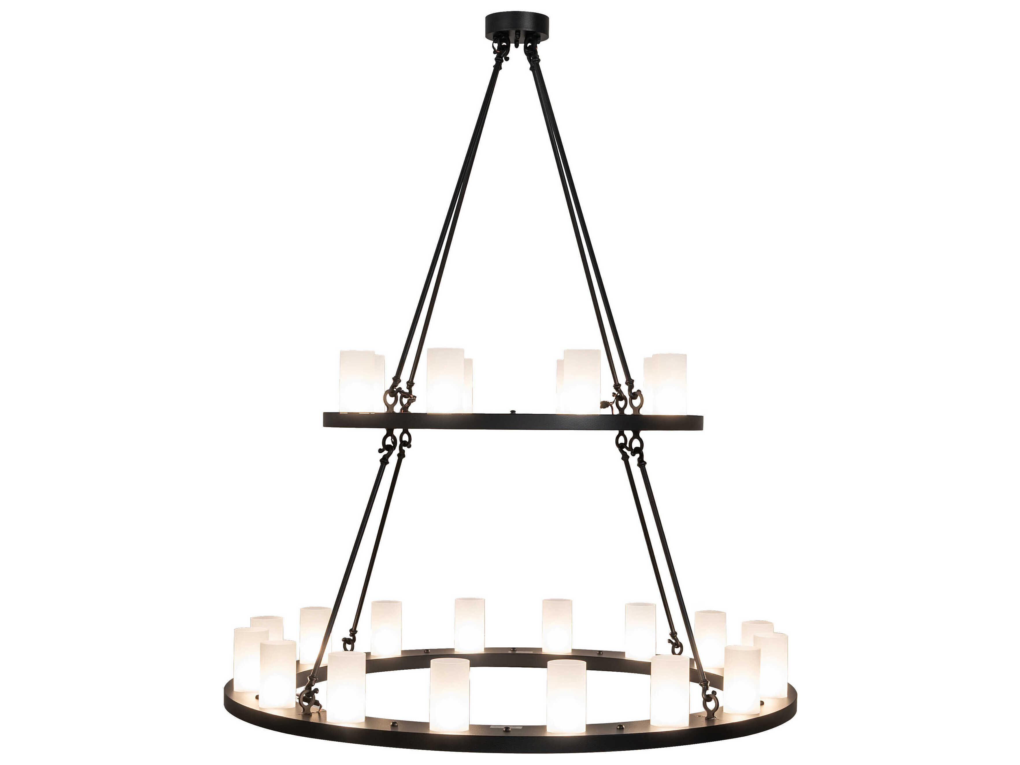Meyda Loxley 24-Light Black Satin Wrought Iron Cylinder Tiered Chandelier
