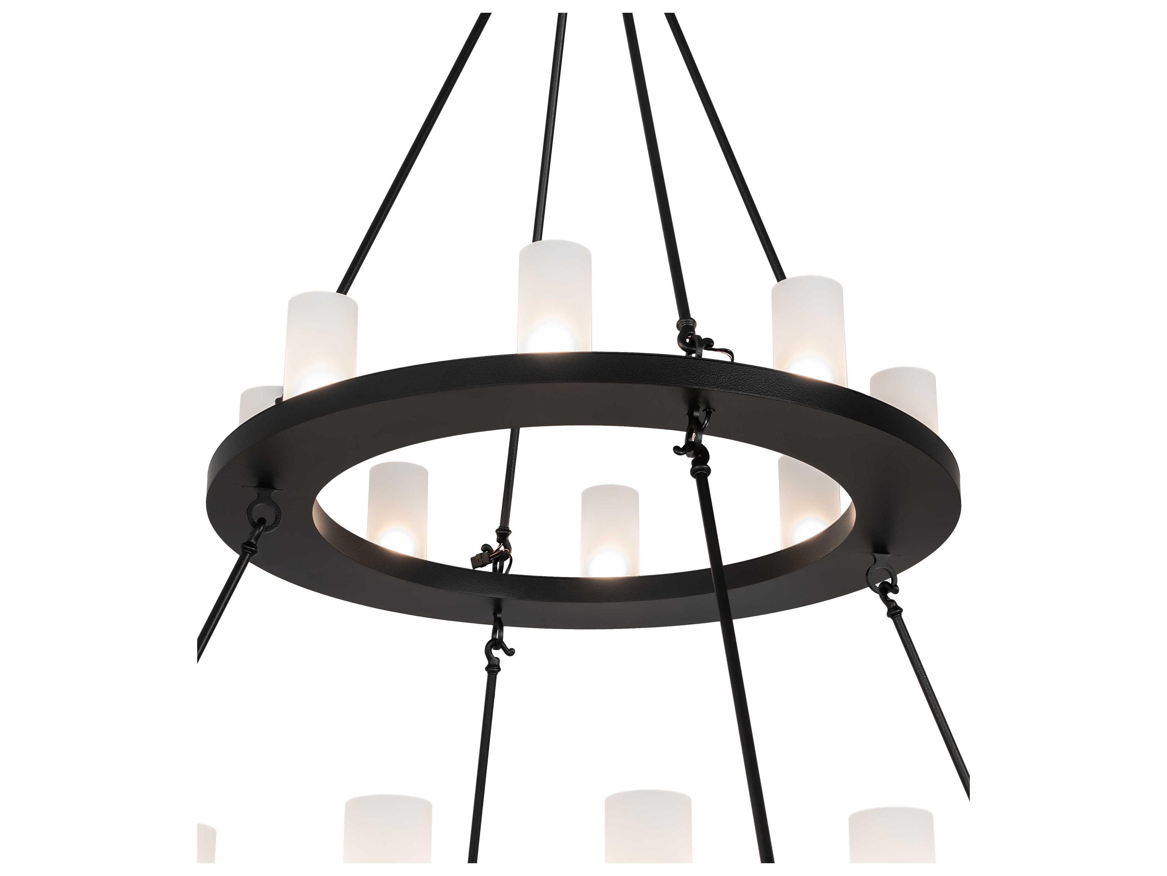 Meyda Loxley 24-Light Black Satin Wrought Iron Cylinder Tiered Chandelier