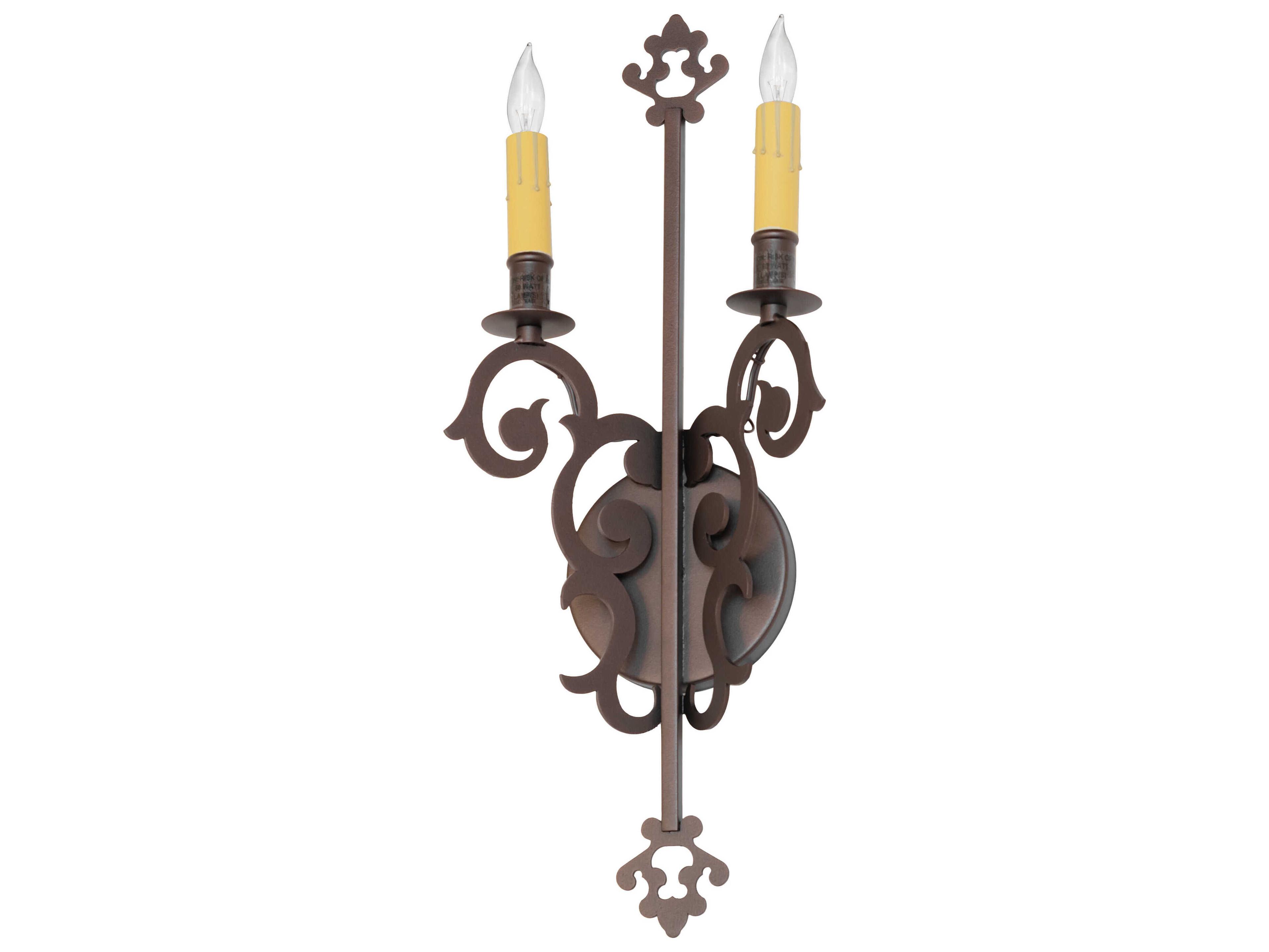 Meyda Aneila 2-Light Mahogany Bronze Steel Wall Sconce
