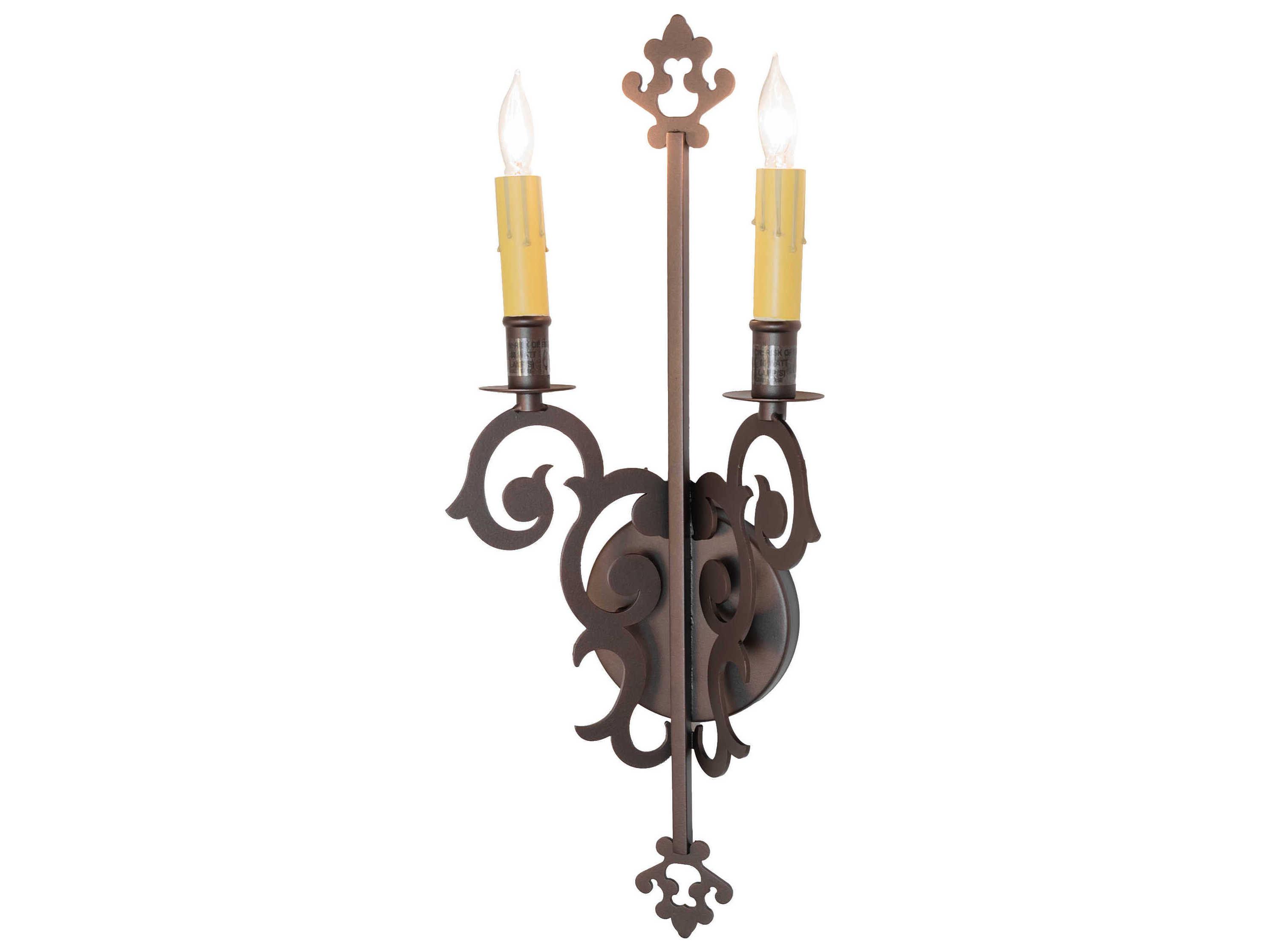 Meyda Aneila 2-Light Mahogany Bronze Steel Wall Sconce