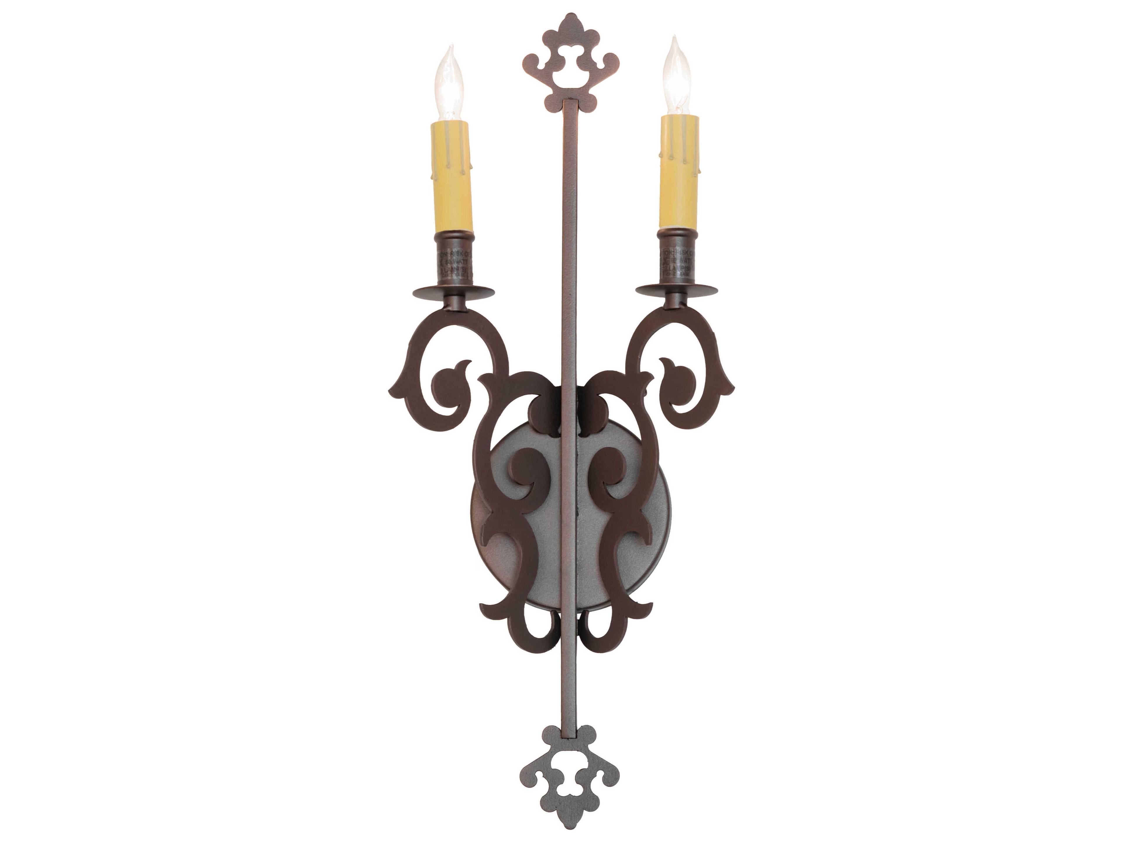 Meyda Aneila 2-Light Mahogany Bronze Steel Wall Sconce
